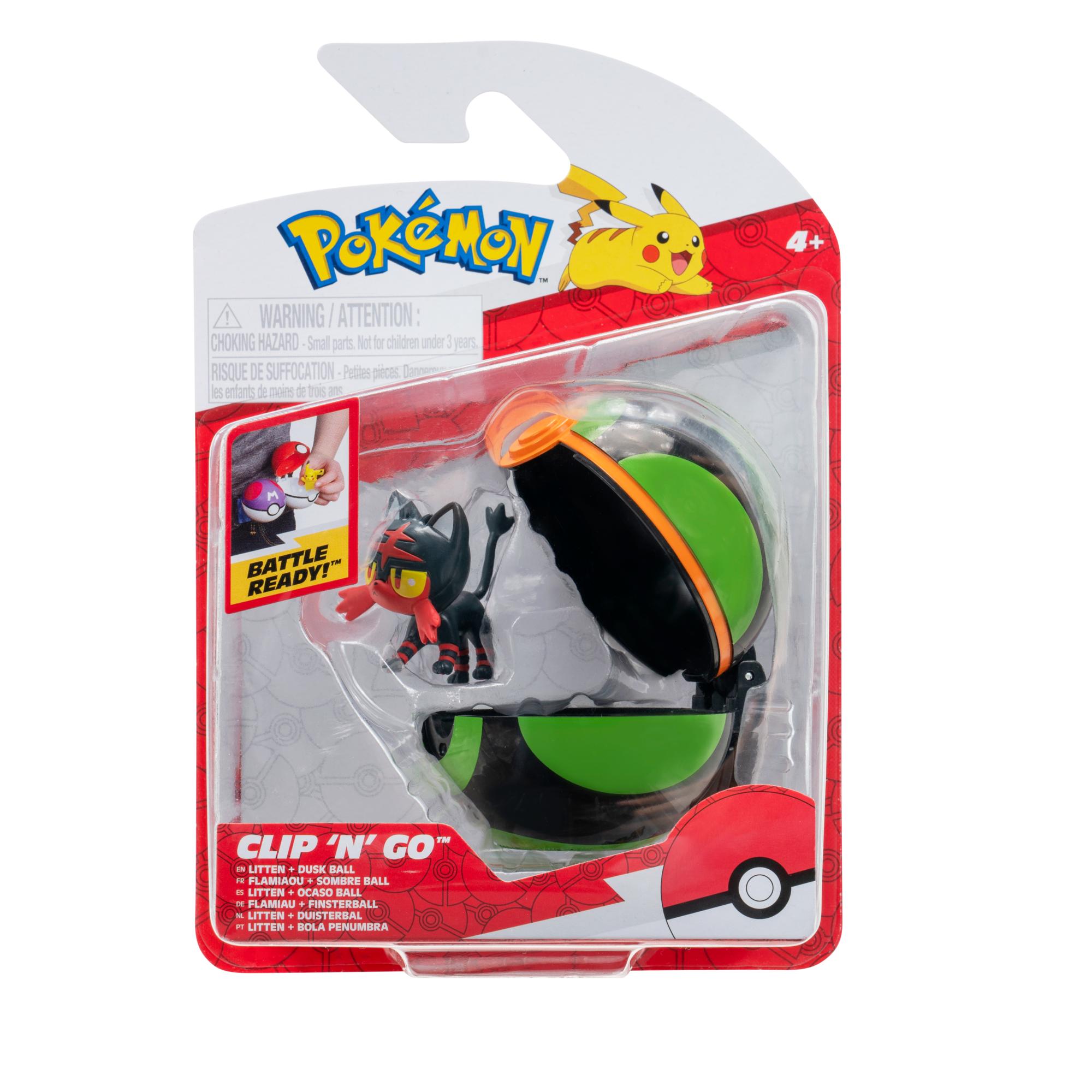 Wicked Cool Toys Pokémon Clip N Go Set: Litten with Dusk Ball