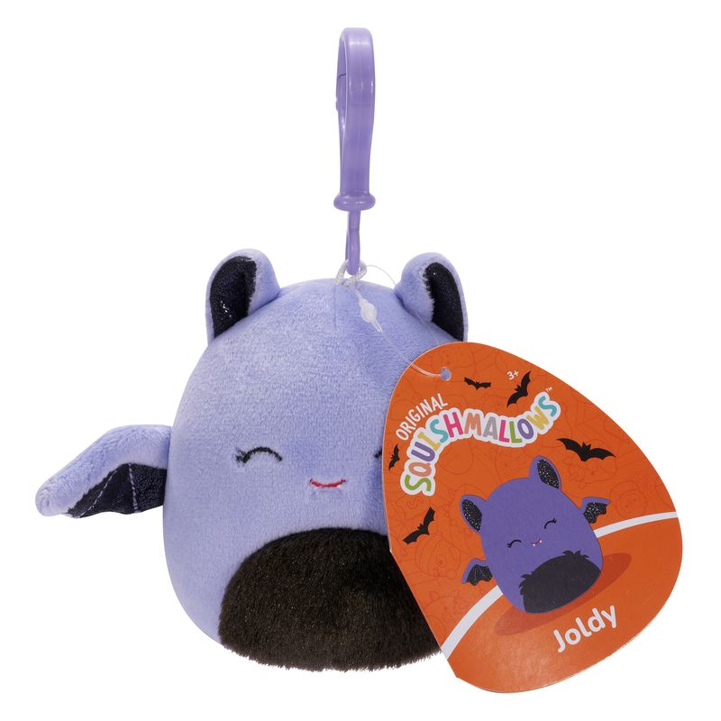 3.5-Inch Halloween Season Squishmallows Clip-On Plush - Adorable Purple Bat Joldy with Black Belly