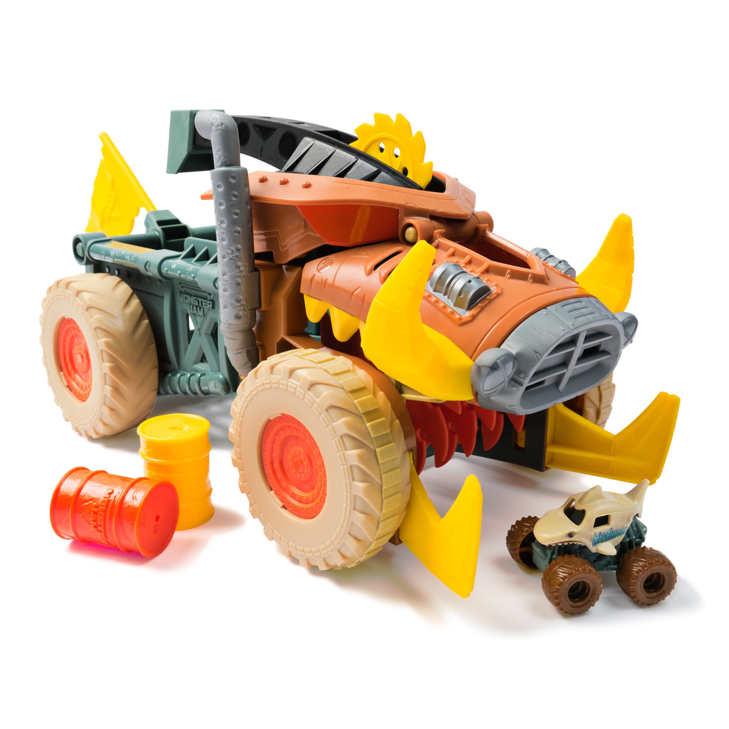 1:87 Scale Monster Jam Mini Jams Megalodon Mad Hog Chomper Playset