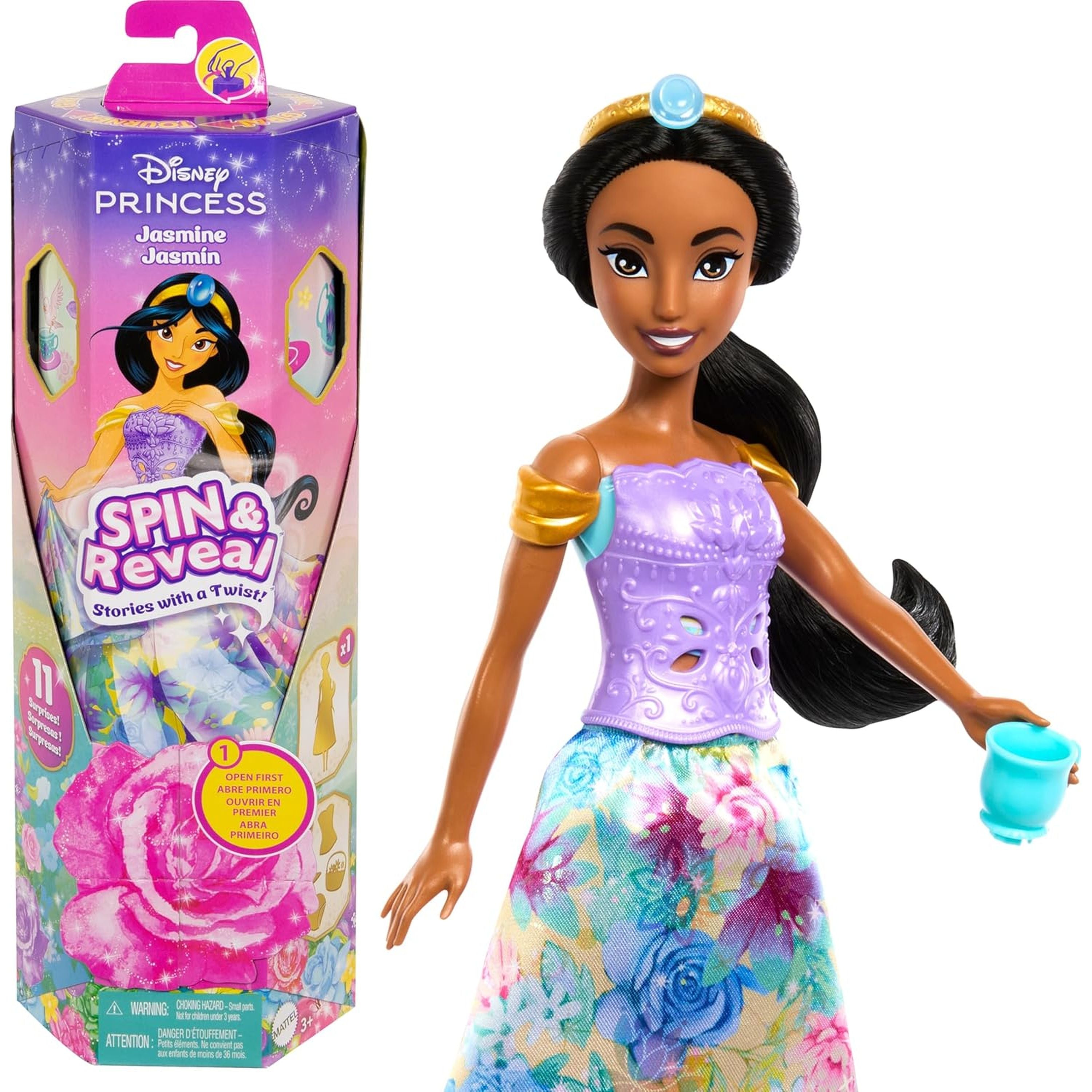 Hot! Disney Princess Jasmine Spin & Reveal Doll