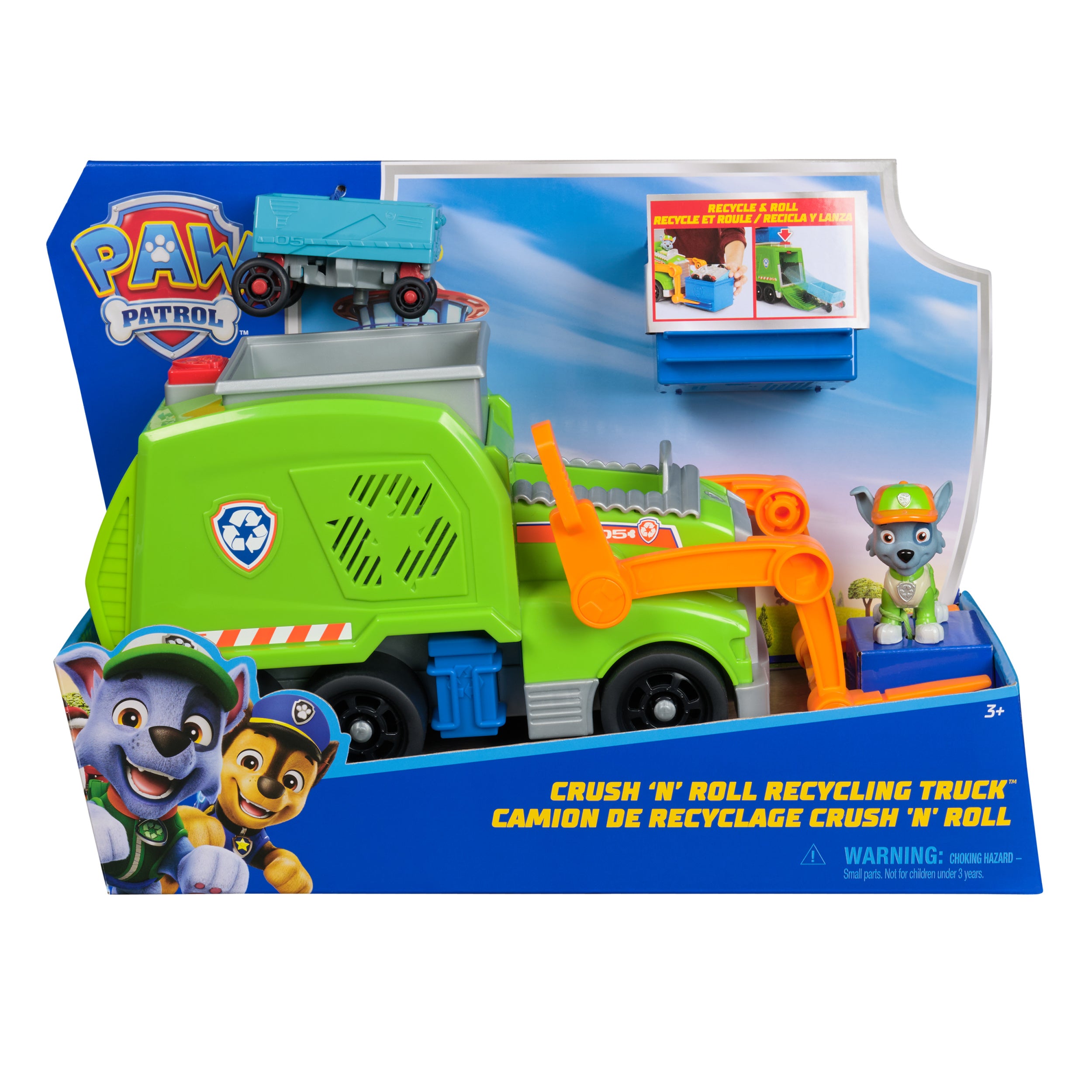 PAW Patrol Eco-Friendly Crush N Roll Recycling Truck Toy - Ideal for Kids Aged 3+