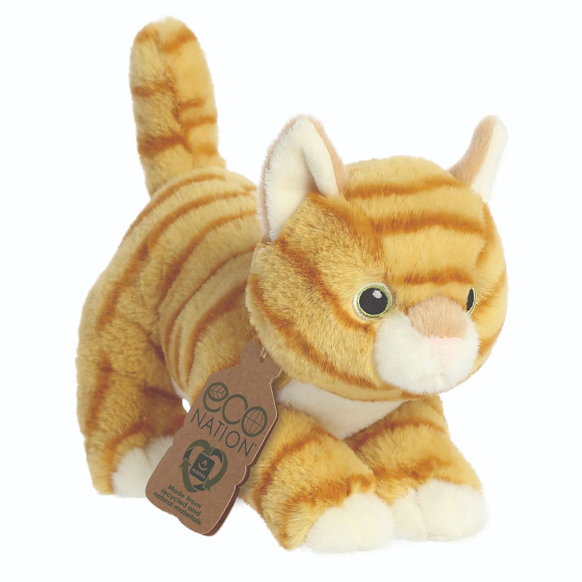 Aurora Eco Nation Orange Tabby Cat Soft Plush - Sustainable & Adorable