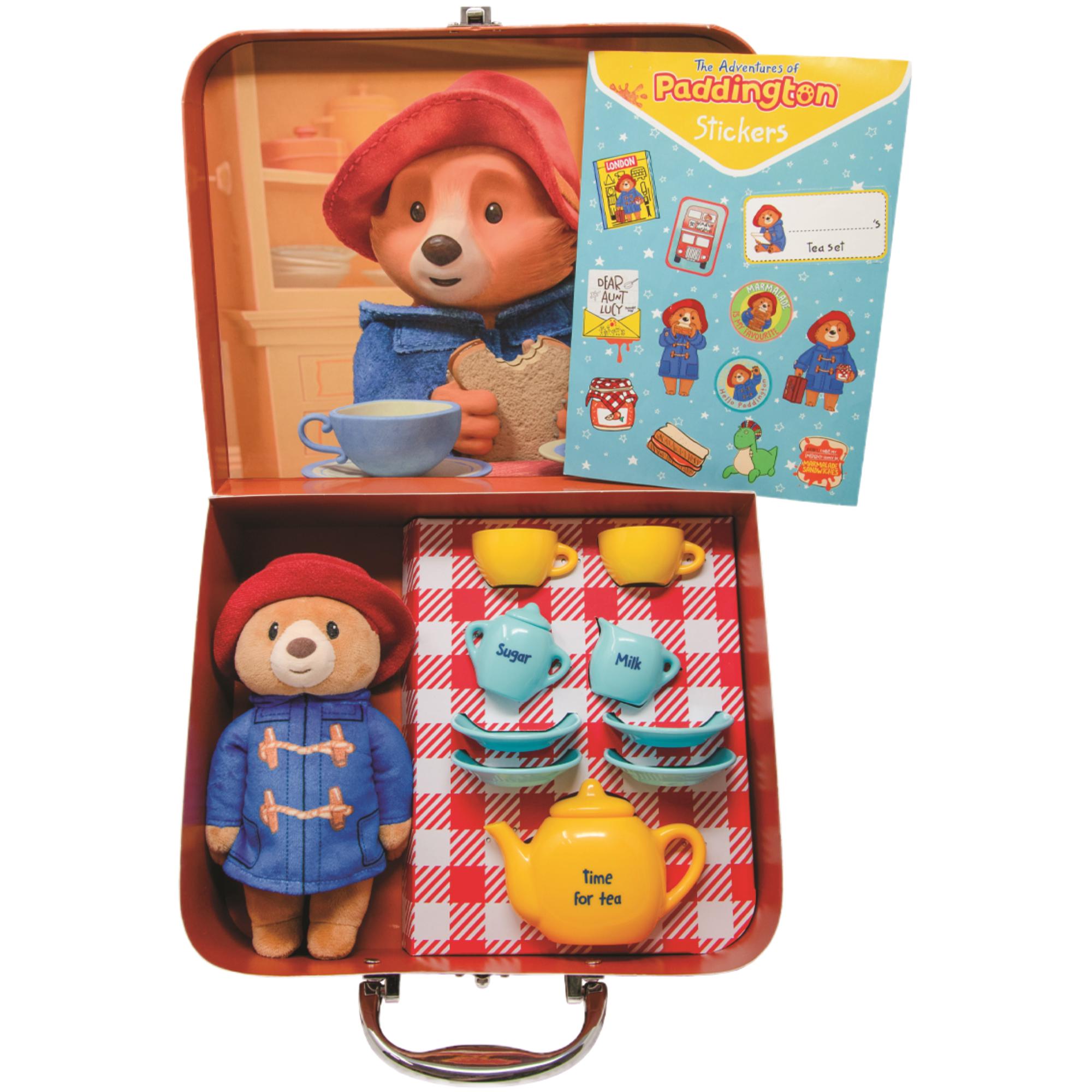 Adorable Paddington Bear Soft Toy and 12 - piece Tea Set for Kids