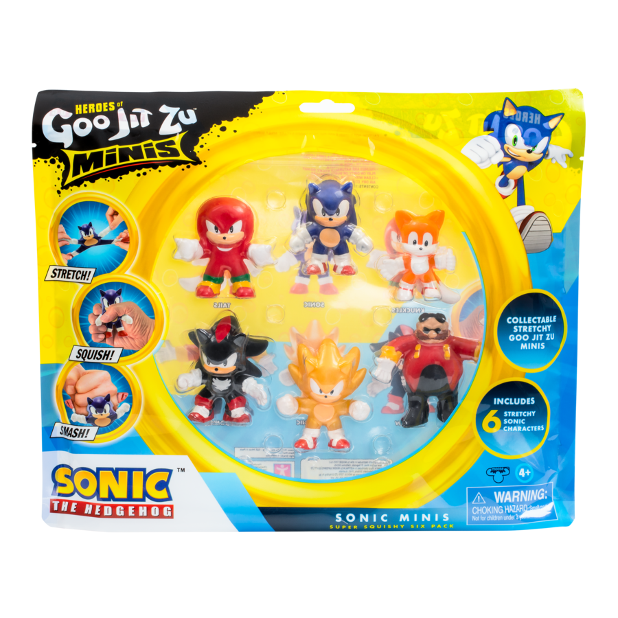 Hot Sale! 6 - Pack of Super Stretchy Heroes Of Goo Jit Zu Sonic S3 Minis Action Figures