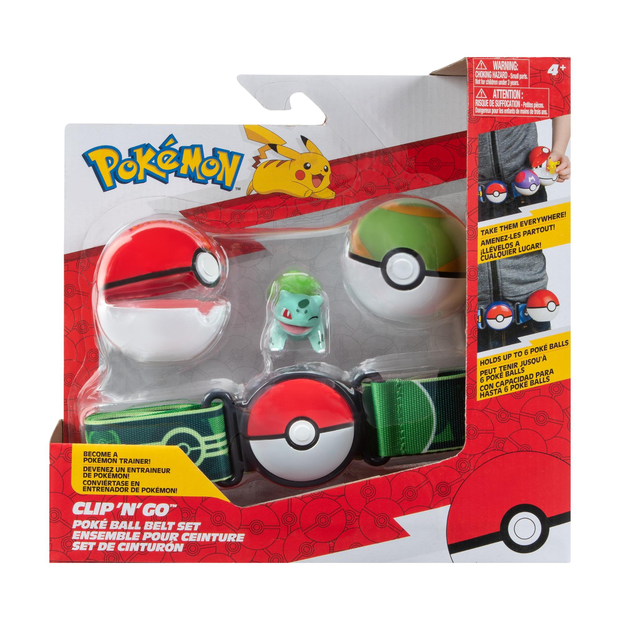 Hot! Pokemon Clip N Go Poke Ball Belt Set with Bulbasaur