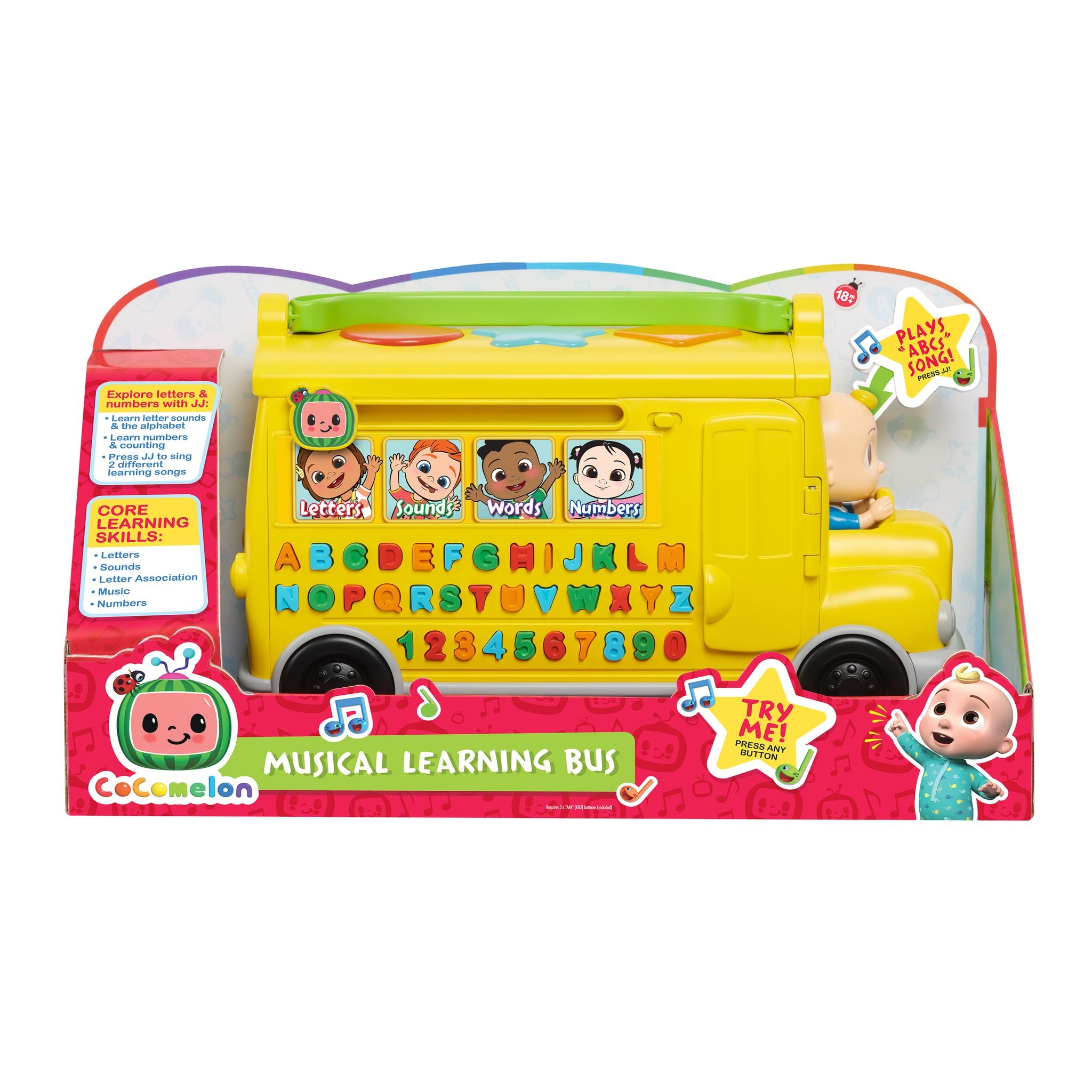 Colorful CoComelon Musical Learning Yellow School Bus with JJ Figure