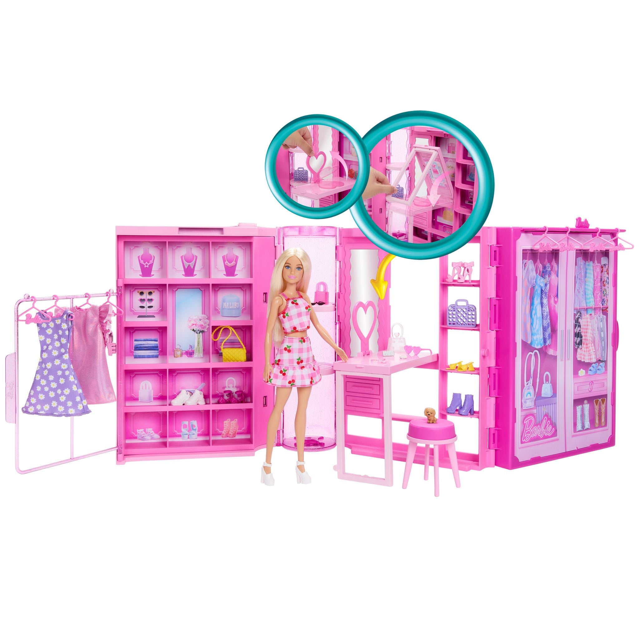 Glittery Pink Barbie Dream Closet Set with Fashion Doll