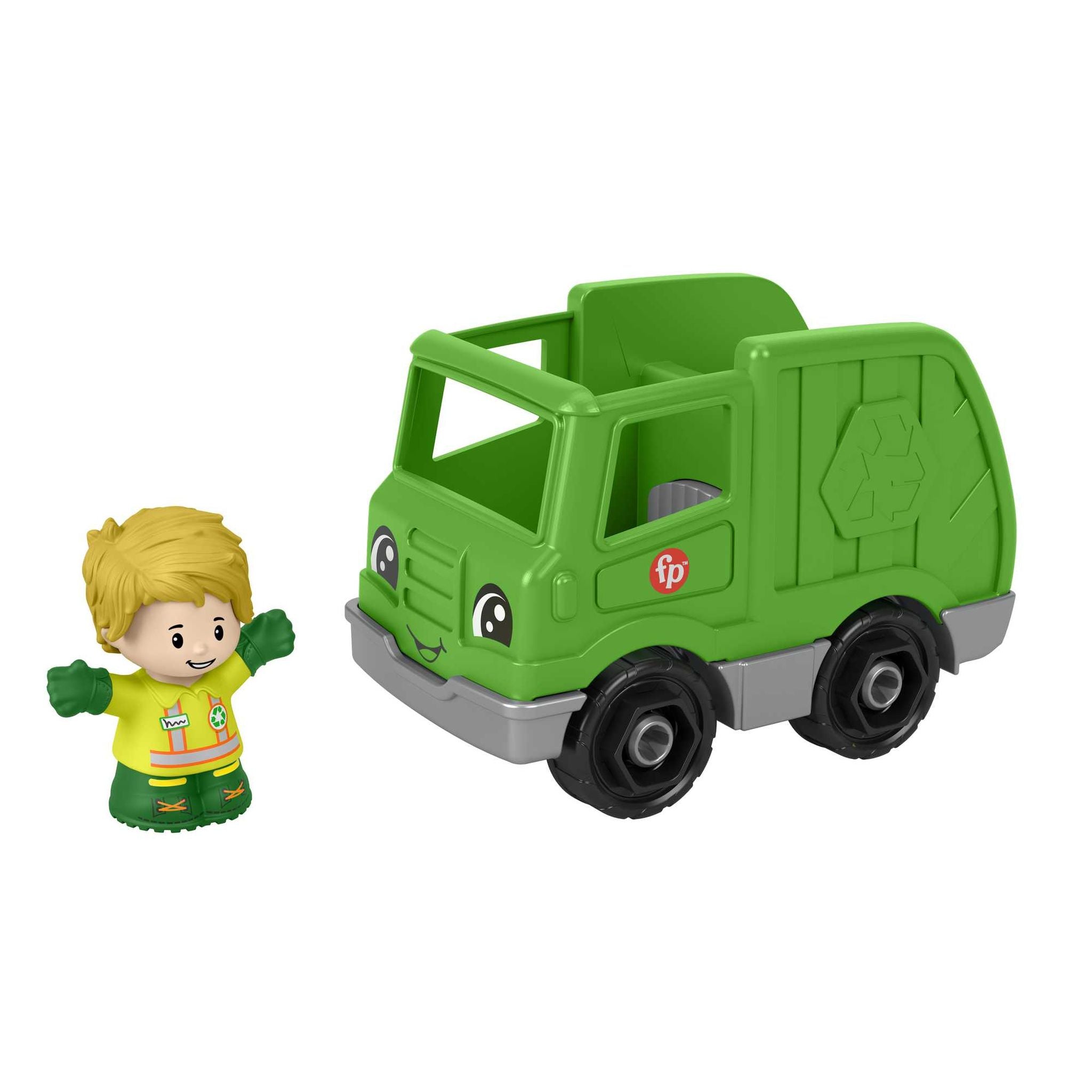 Fisher-Price Little People Push - Along Recycle Truck for Toddler Imaginative Play