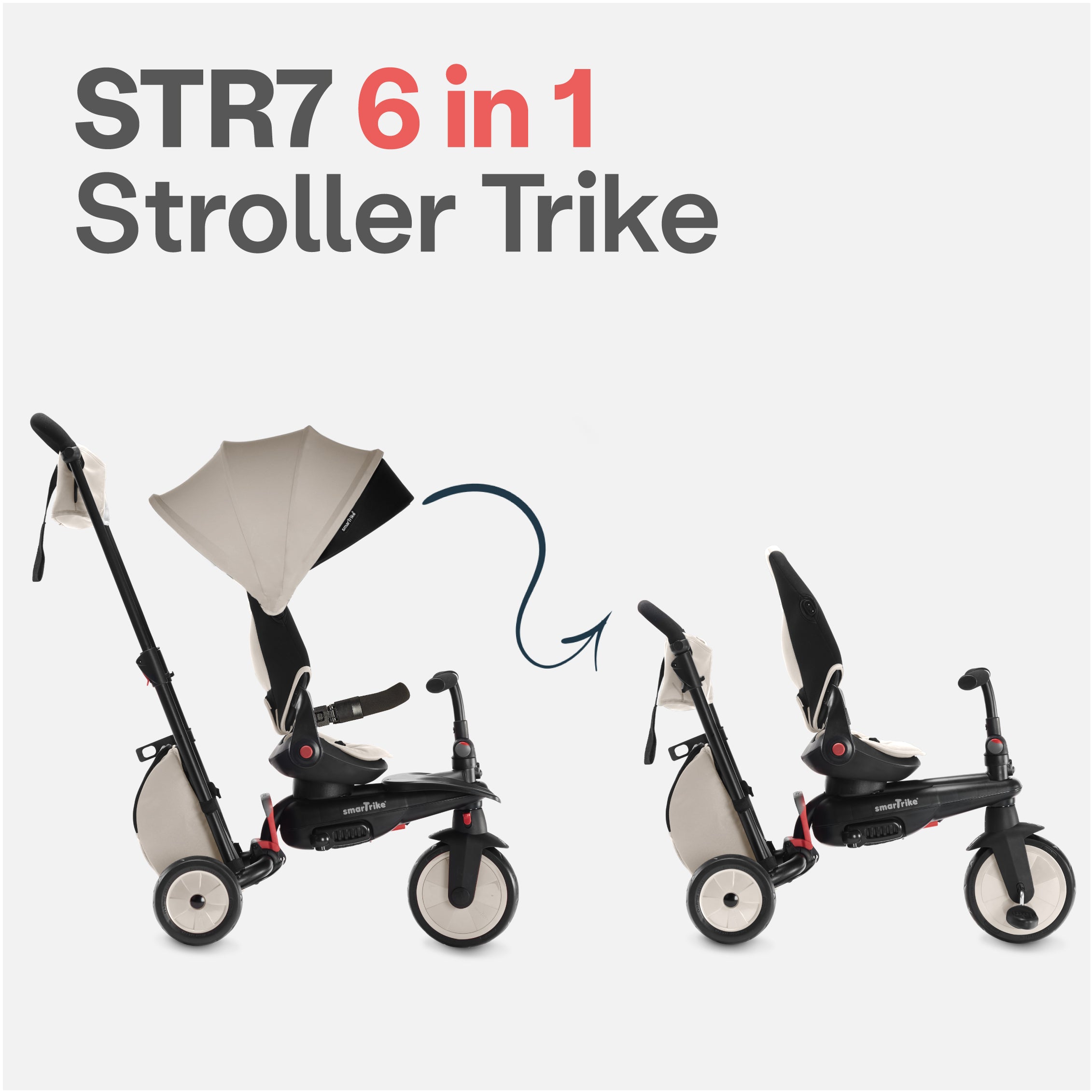 SmarTrike STR7 Grey Foldable Tricycle - Great for Growing Kids