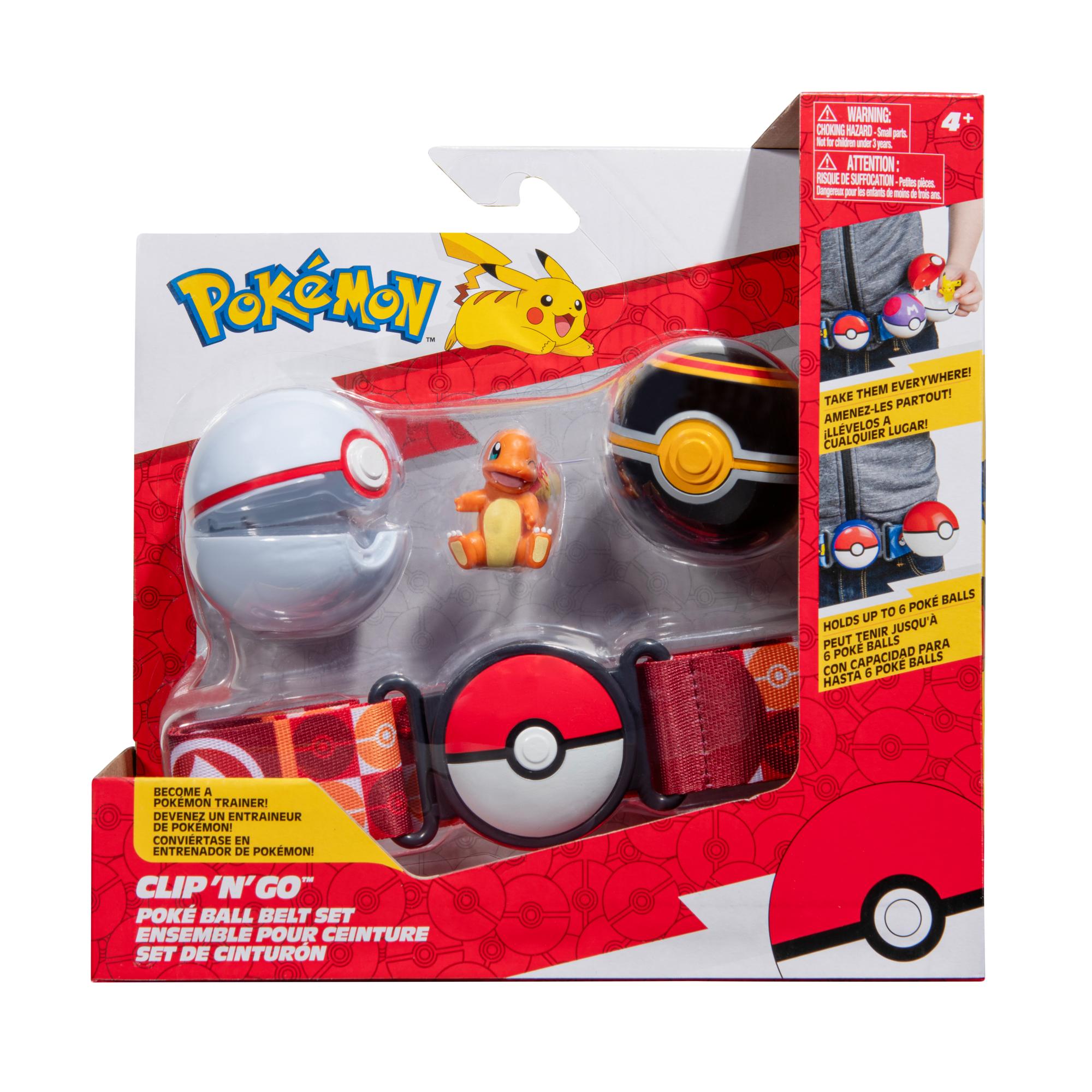Hot Sale! Pokemon Clip N Go Poke Ball Belt Set - Premier & Luxury Balls with Charmander Figure