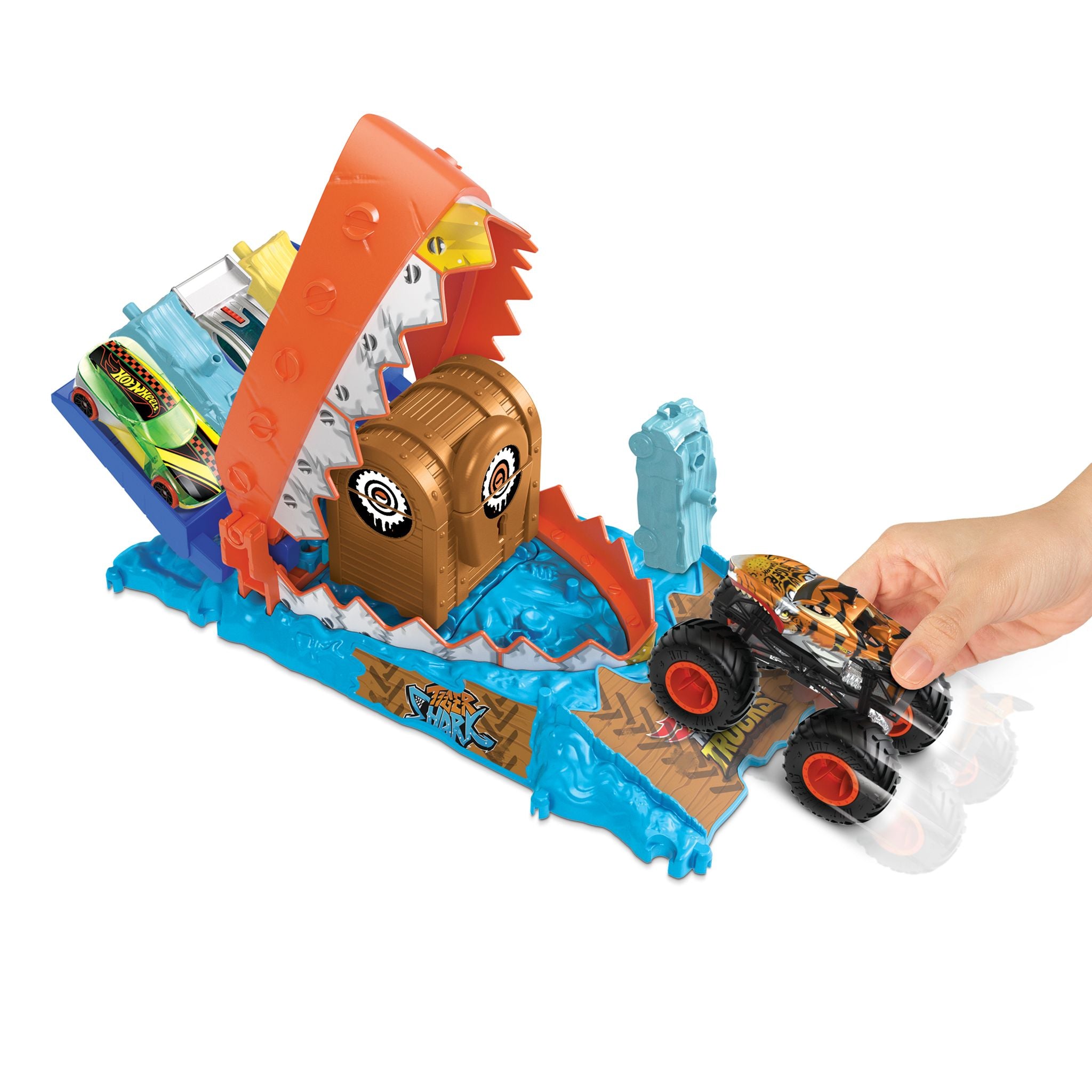 Hot Wheels Monster Trucks Arena Smashers - Exclusive Treasure Chomp Challenge Playset for Kids