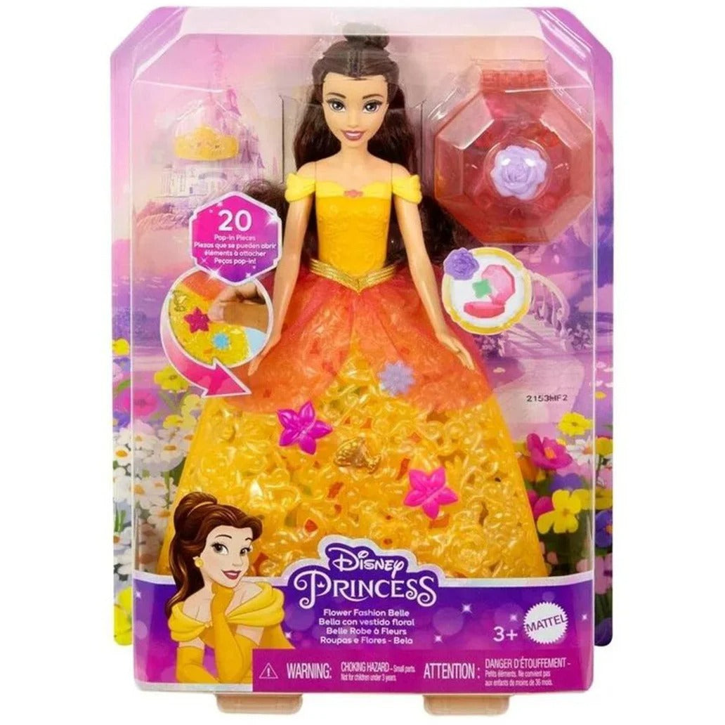 Disney Princess Belle Doll with Colorful Fashion Flower Accessories