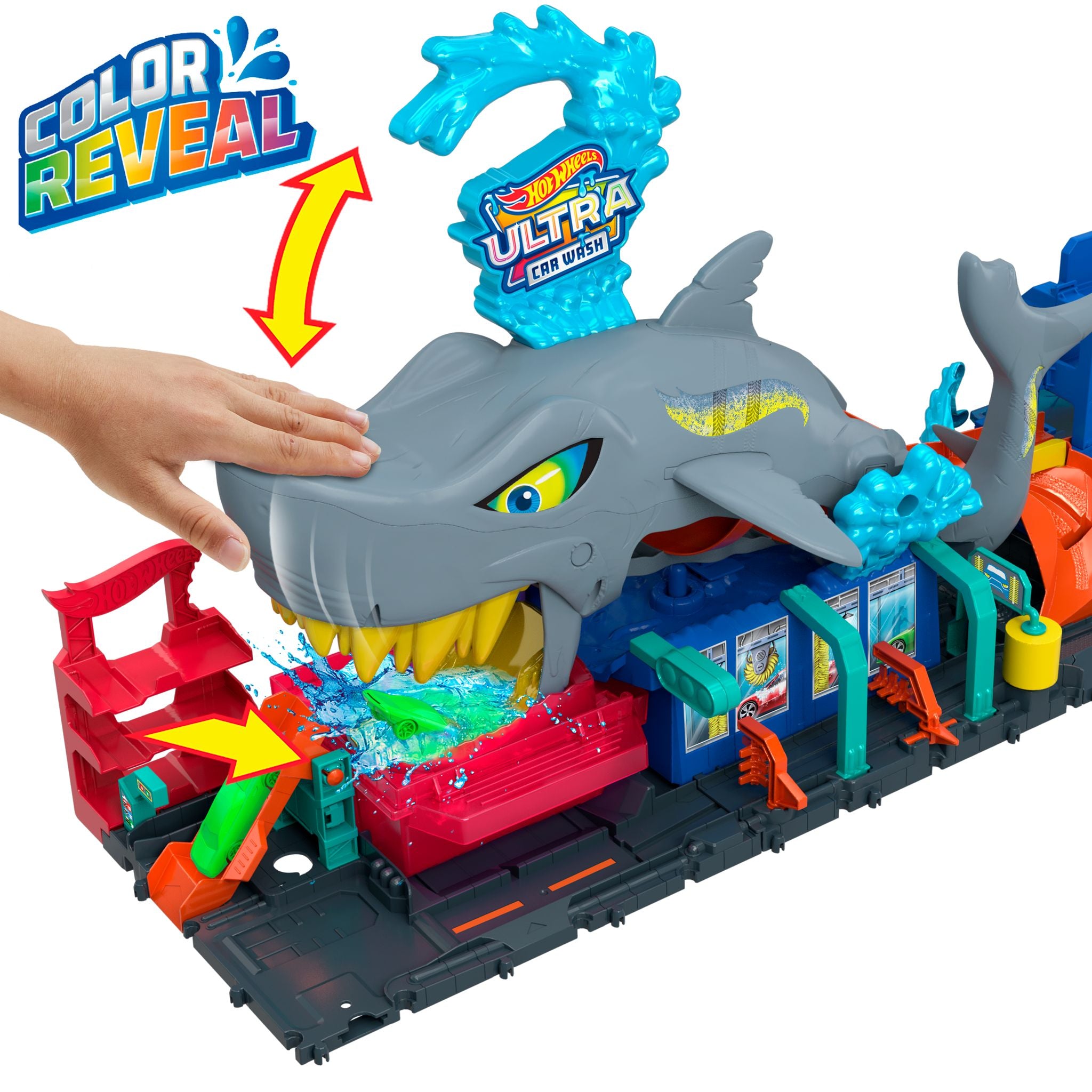 Hot Wheels Ultra Shark-themed Color-changing Car Wash Playset