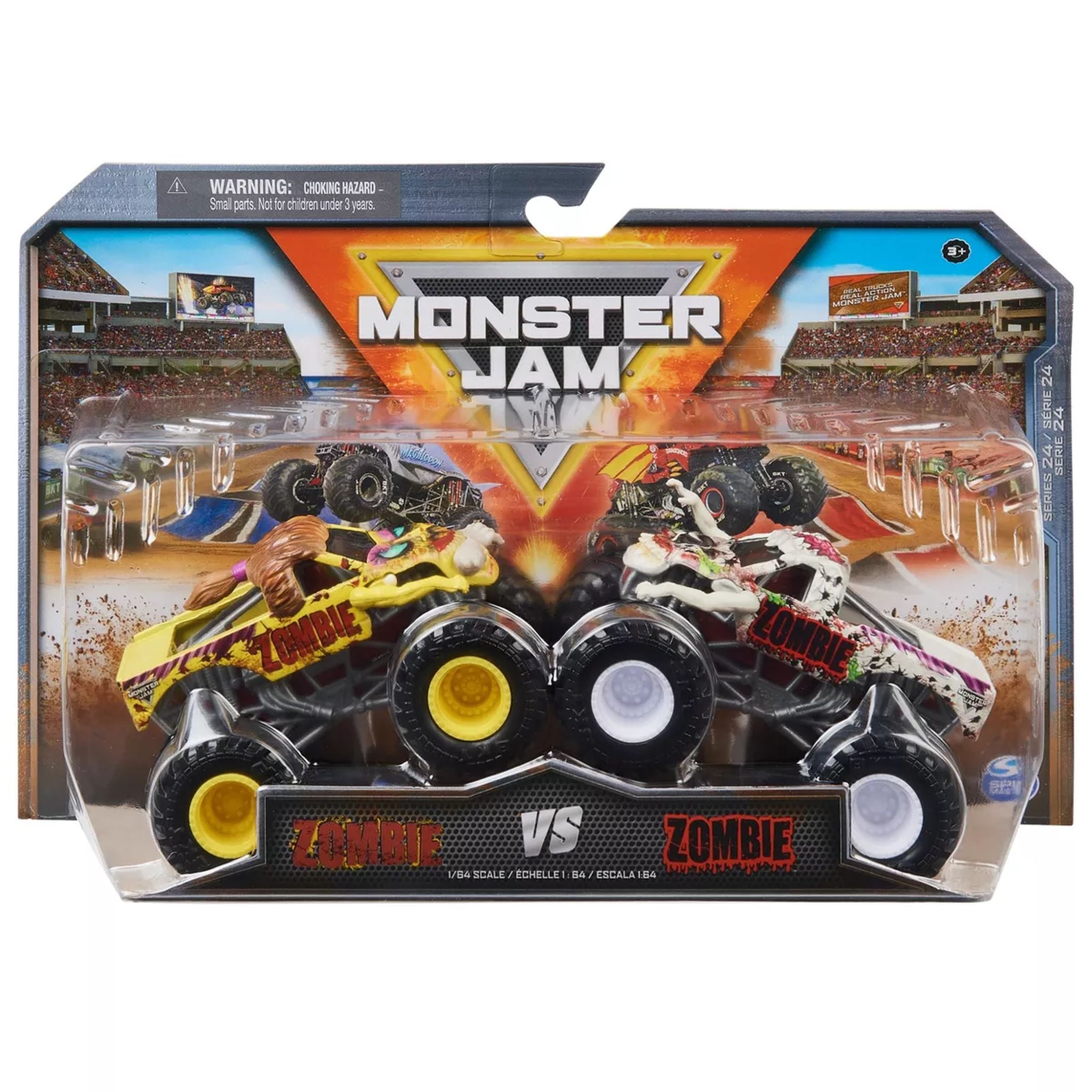 Monster Jam 1:64 Scale 2-Pack - Zombie Yellow vs Zombie White Die-Cast Trucks