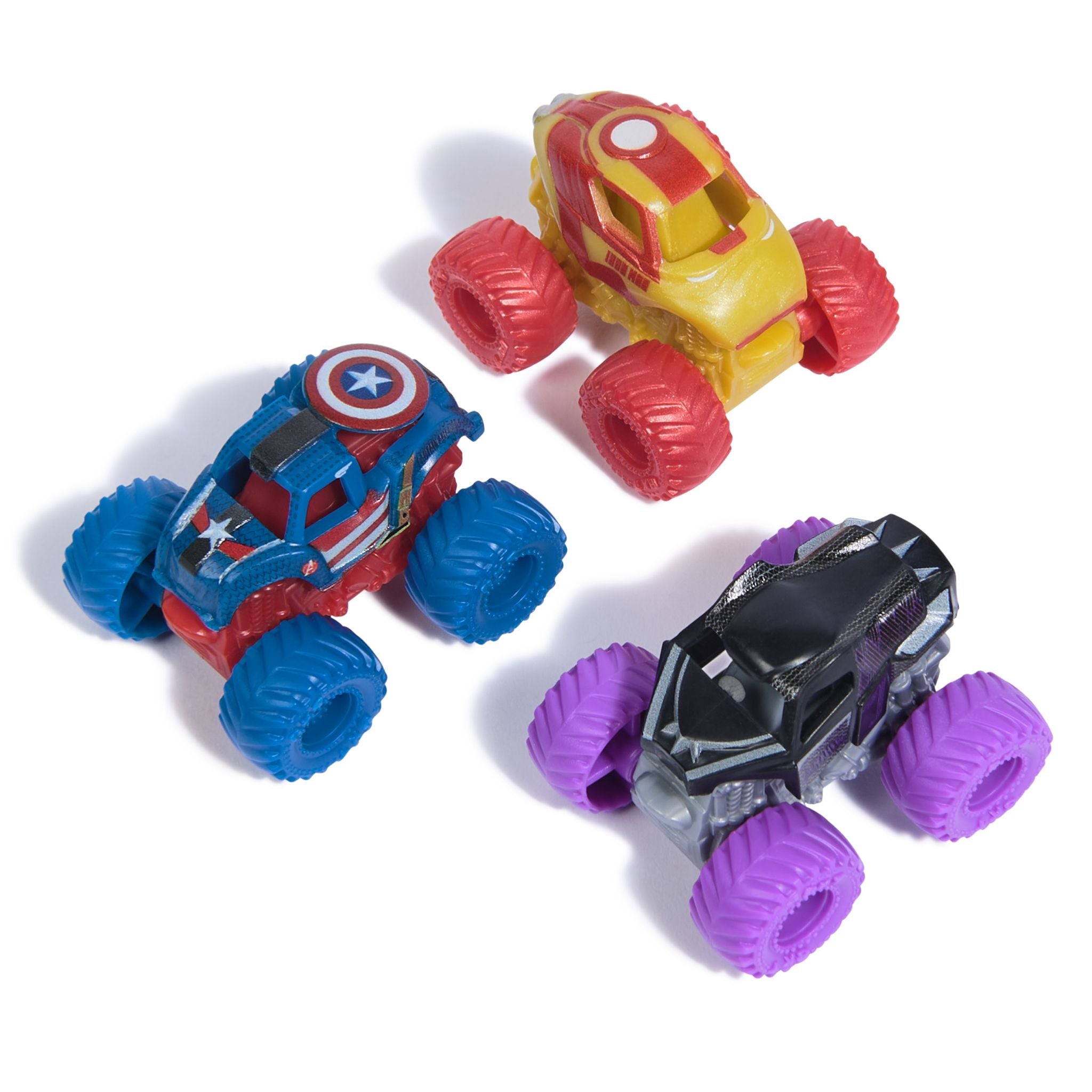 Hot Deal! Monster Jam Mini Marvel 3-Pack Bundle Featuring Iron Man, Captain America & Black Panther