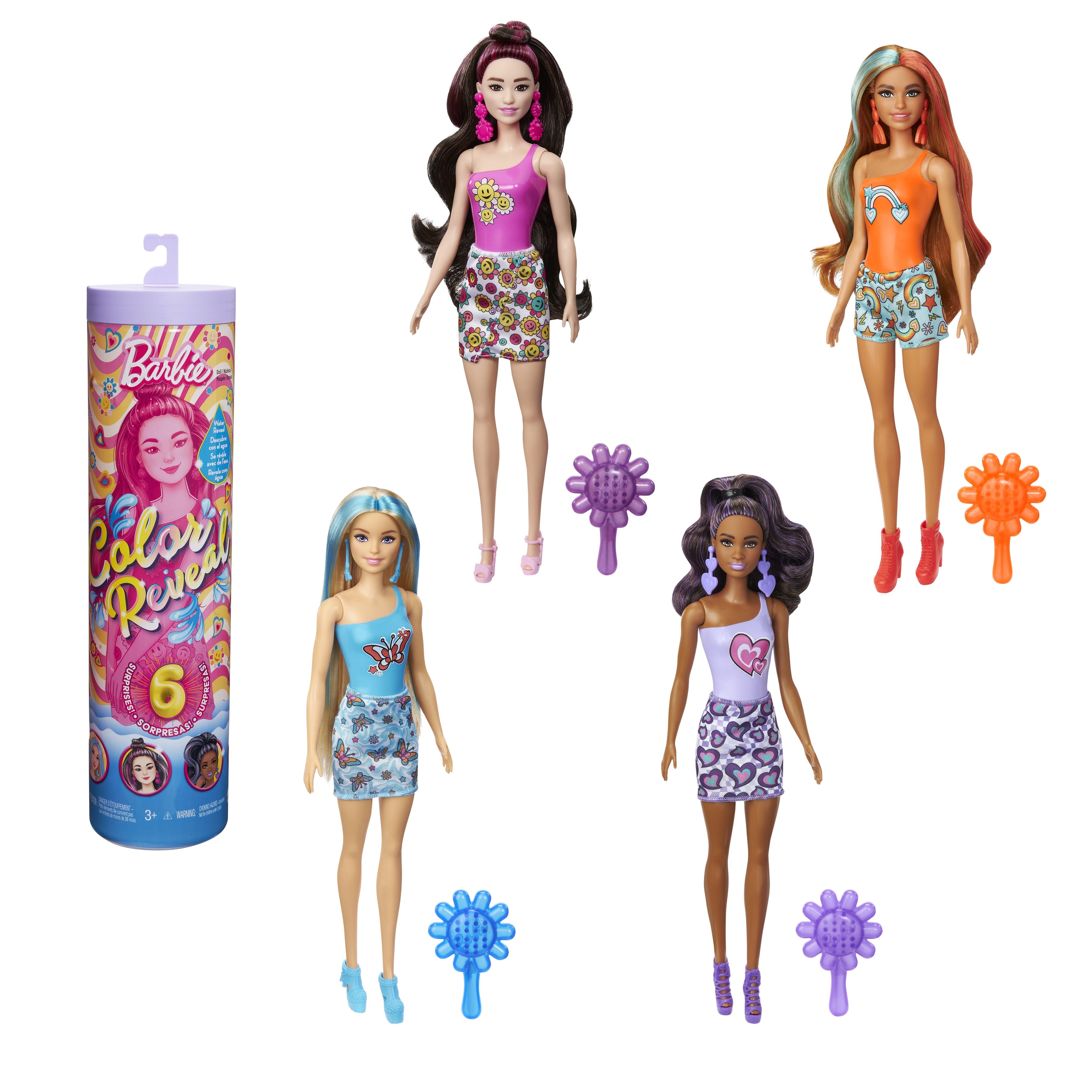 Hot! Barbie Colour Reveal Rainbow Groovy Series Assorted Dolls
