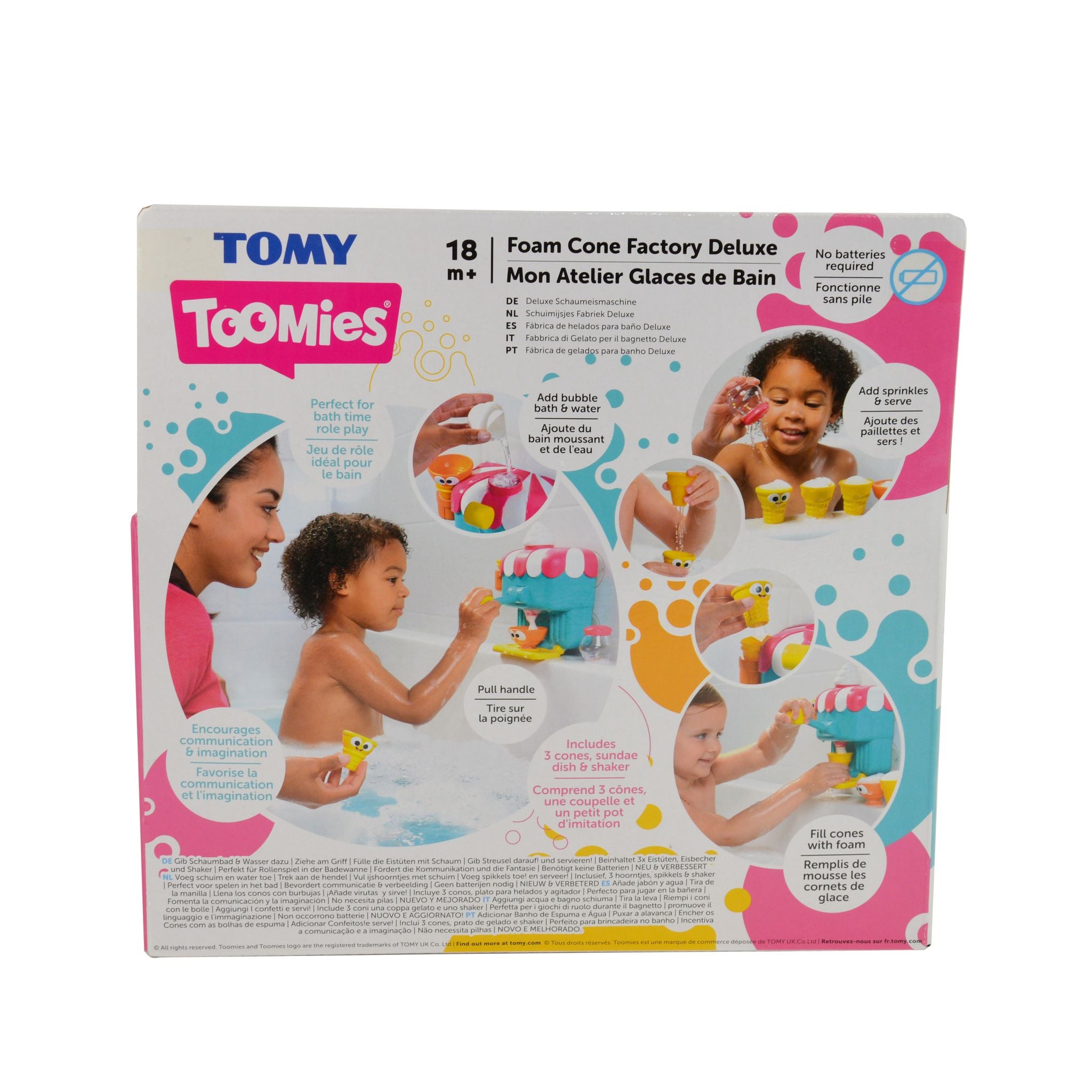 Deluxe TOMY Toomies Foam Cone Factory - Create Foamy Bubble Bath Ice Cream Cones for Kids