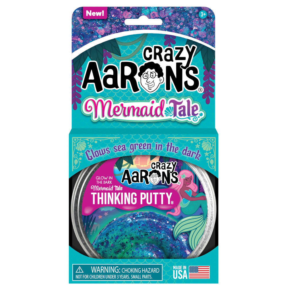 Get Crazy Aaron's 4-Inch Glowbrights Mermaid Tale Thinking Putty - Ideal for Imaginative Play!
