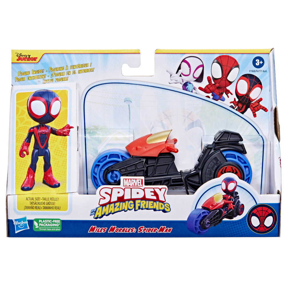 Marvel Spidey And His Amazing Friends Miles Morales' Spider - Man Cool Motorcycle Toy Set