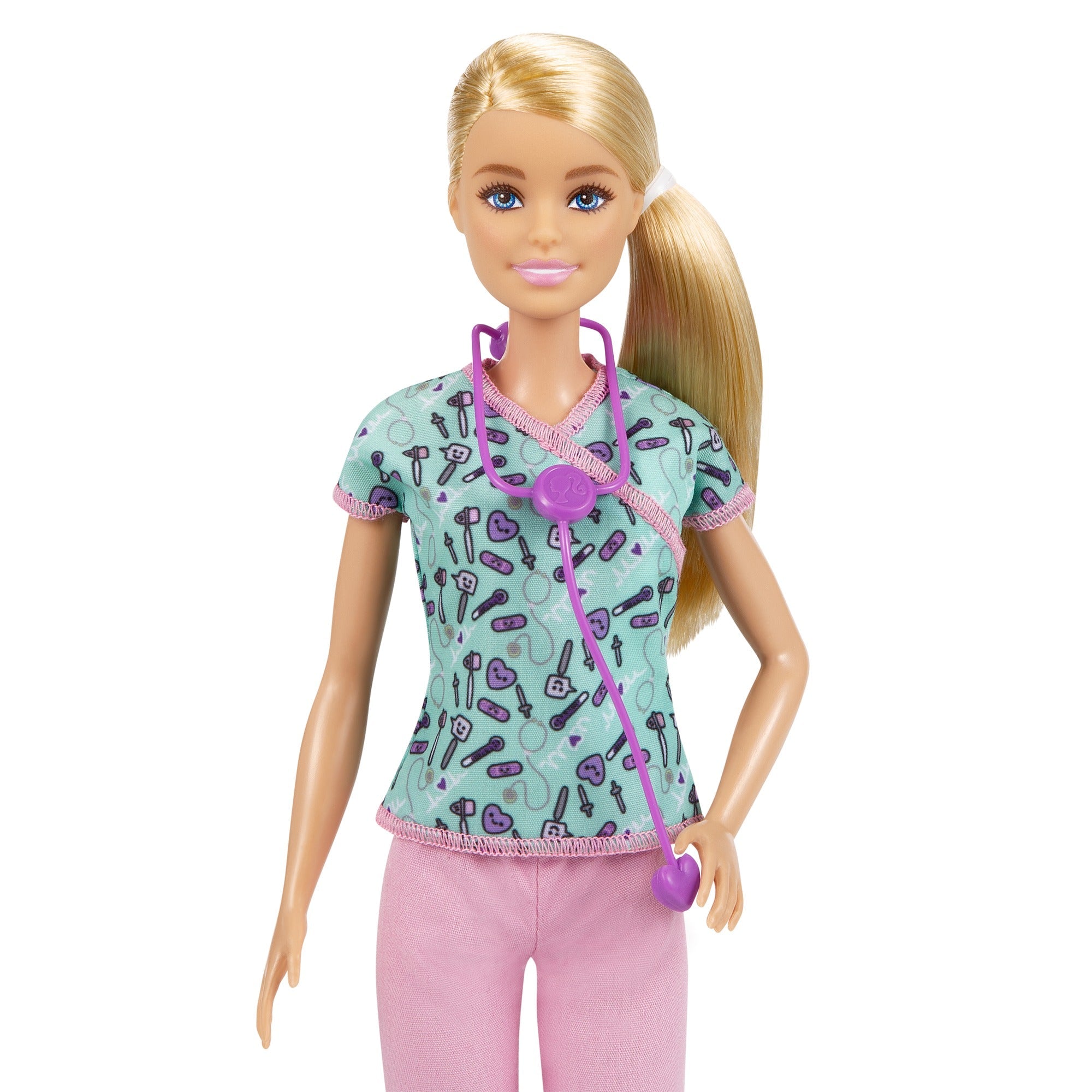 Hot! Barbie Blonde Nurse Doll in Pink Trousers