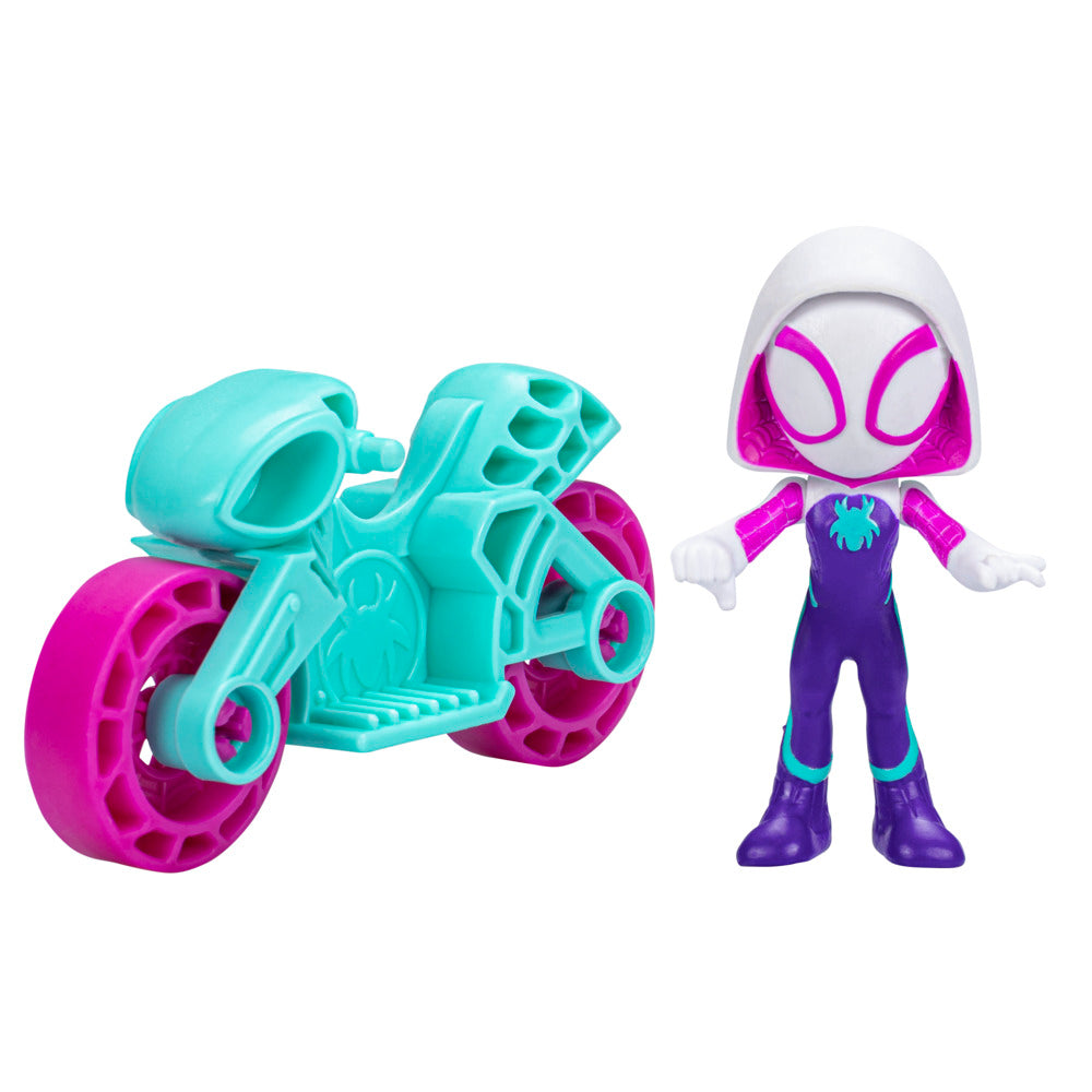 Hot Deal! Marvel Spidey And His Amazing Friends Spidey Figure with Motorcycle Toy Set