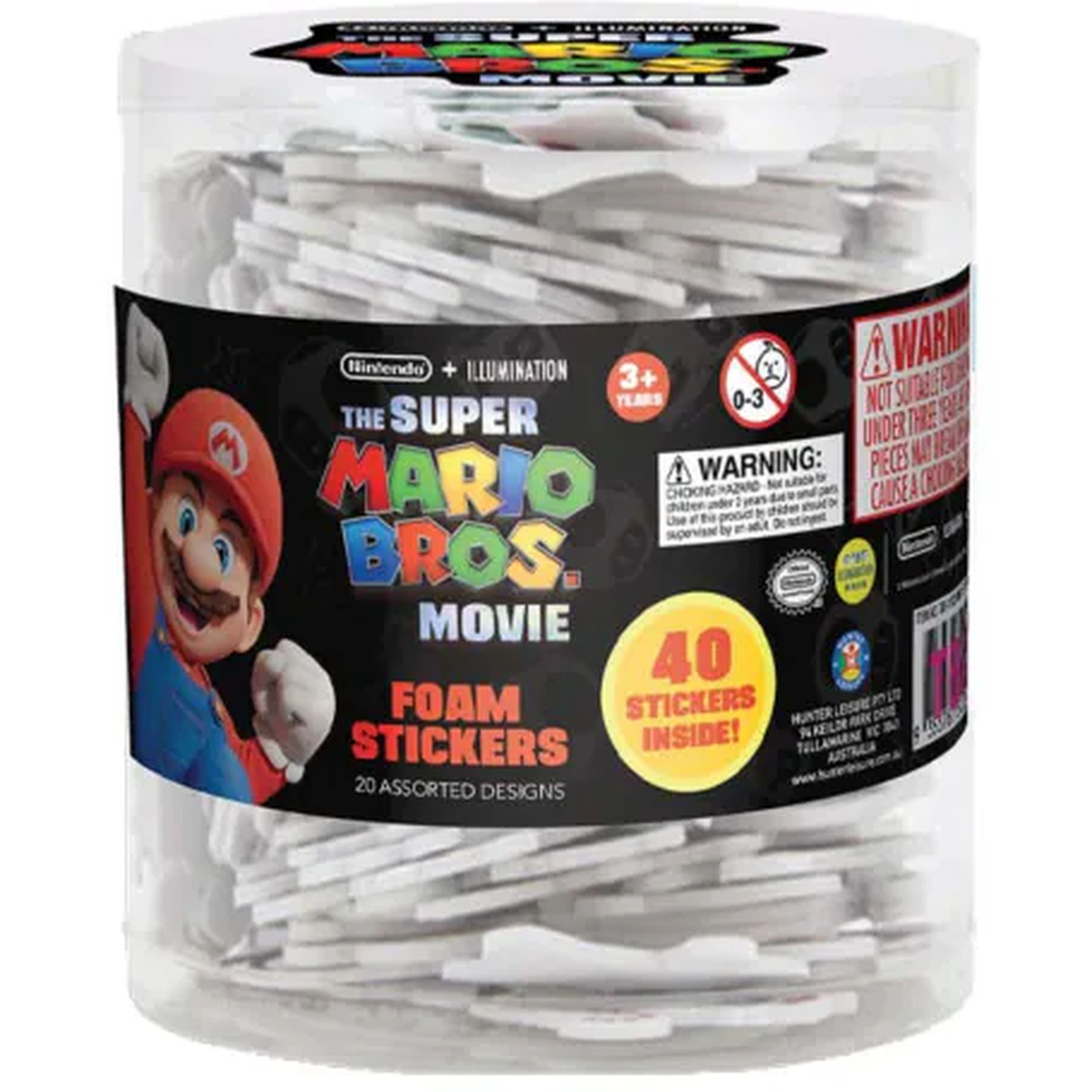 Hot Deal! 40-Pack Super Mario Bros Movie Foam Stickers with 20 Assorted Designs