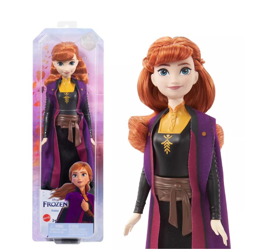 Disney Frozen 2 Fashionable Poseable Anna Doll in Black Travel Dress