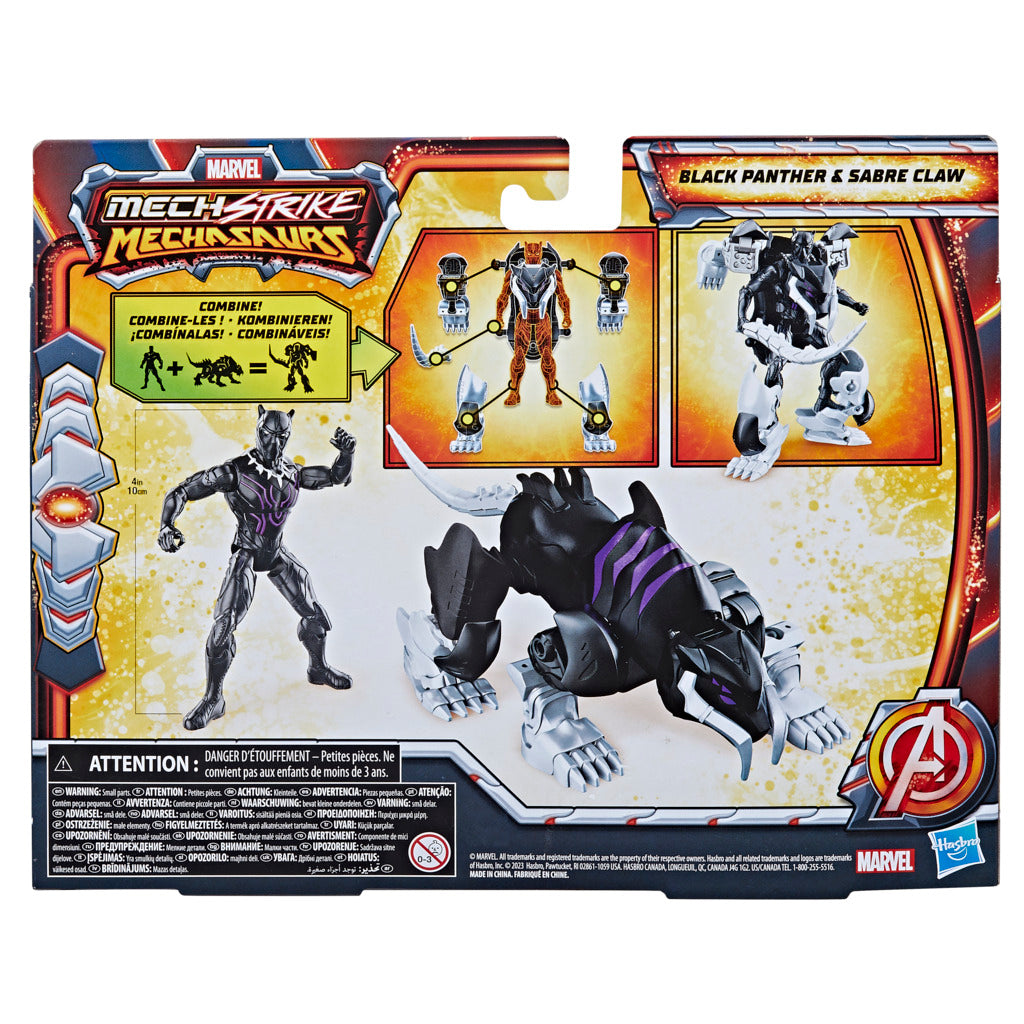 Hot! Marvel Mech Strike Black Panther Sabre Claw Mechasaur Action Figure