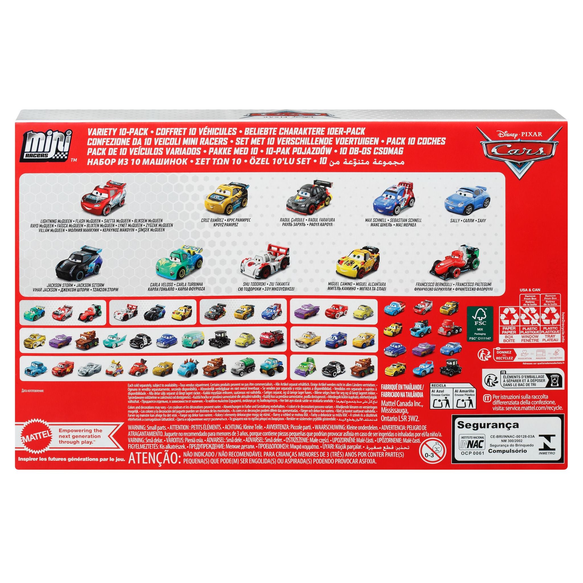 Disney Pixar Cars 10-Pack Set of Mini Die-Cast Racers