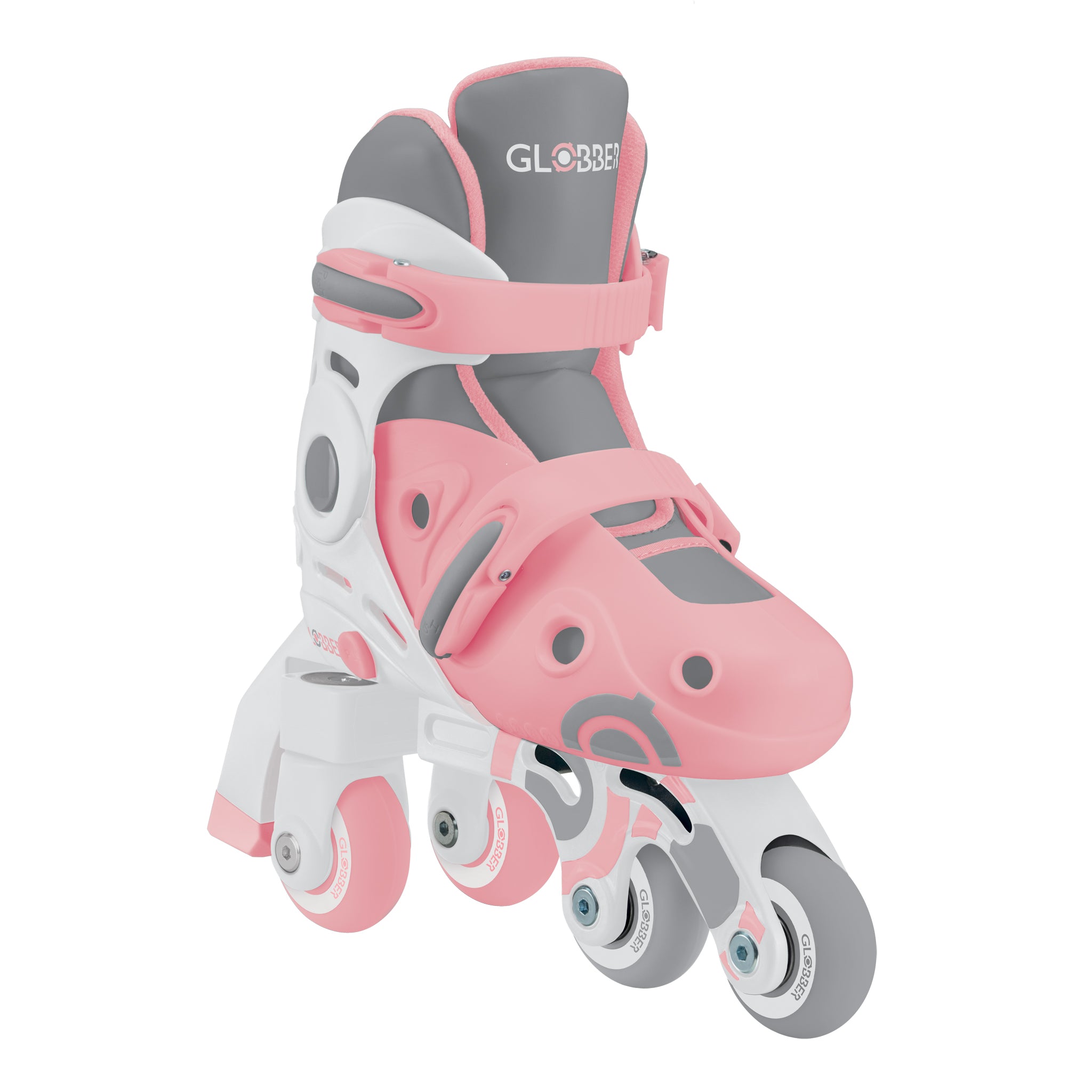 Globber 2-in-1 Pastel Pink Learning Inline Skates for Kids Size S/M
