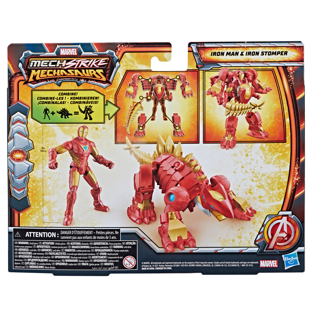 Marvel Mech Strike: Iron Man with Transformable Iron Stomper Mechasaurs Toy
