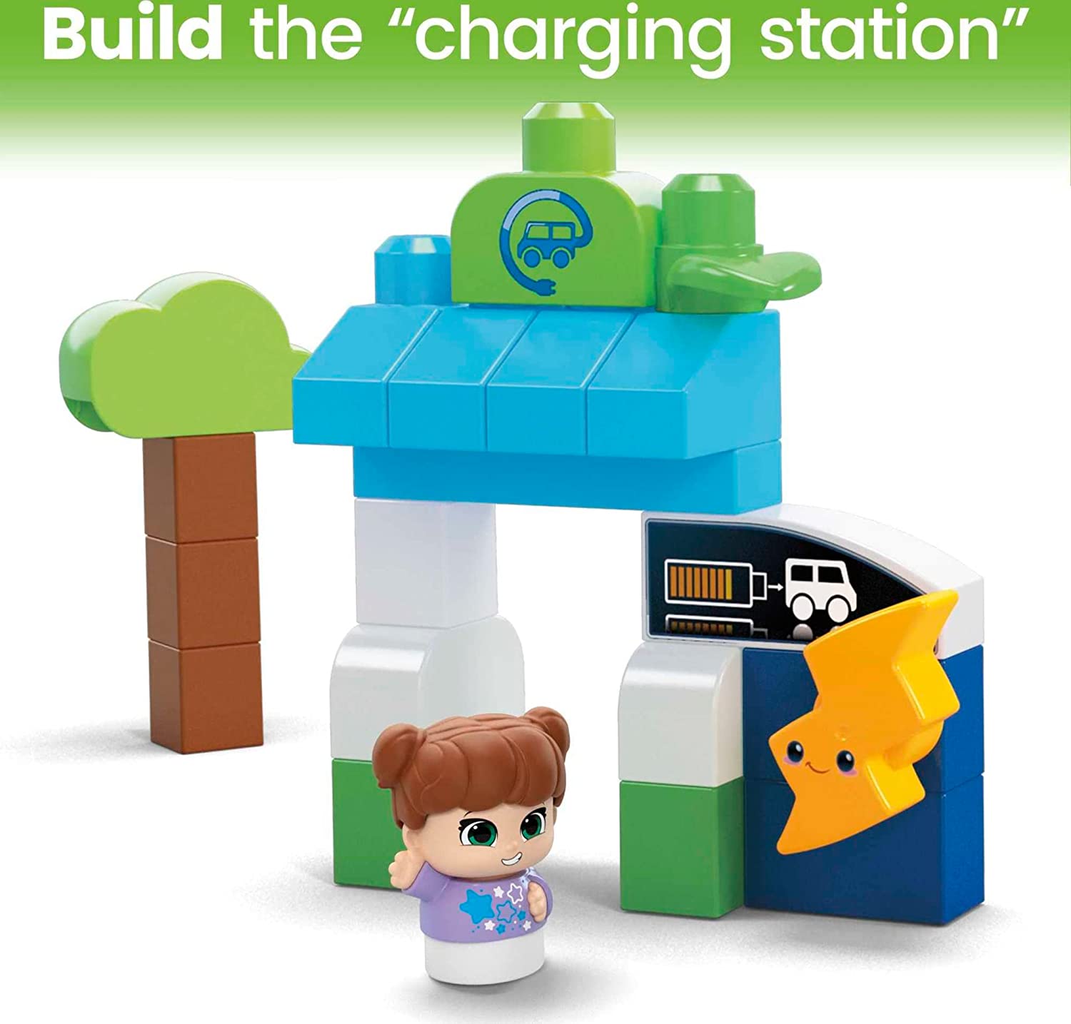 MEGA Bloks Green Town Electric Charge-and-Go Bus Set for Toddlers