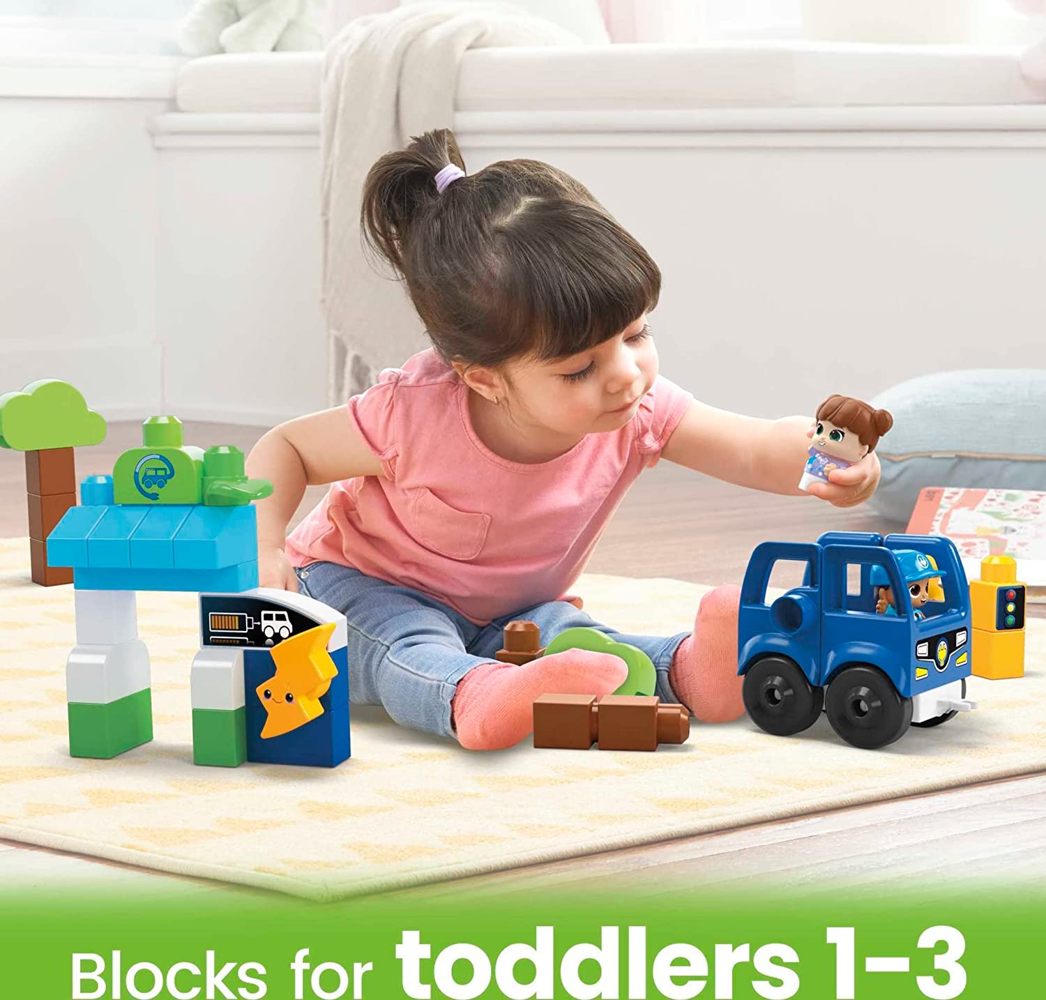 MEGA Bloks Green Town Electric Charge-and-Go Bus Set for Toddlers