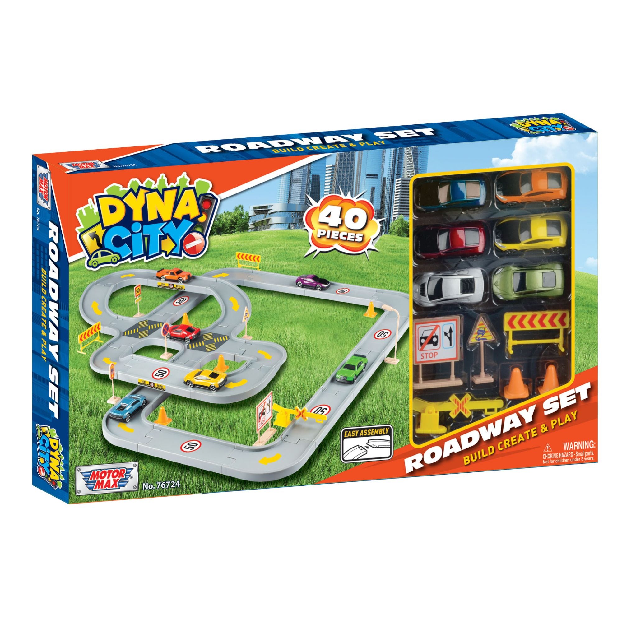 Dyna City 40-Piece Easy-Assembly Roadway Playset for Endless Creativity