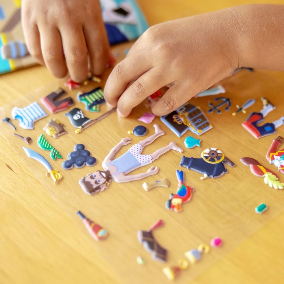 Melissa & Doug Reusable Puffy Sticker Playset - Pirate - Ideal for Kids' Creativity and Travel
