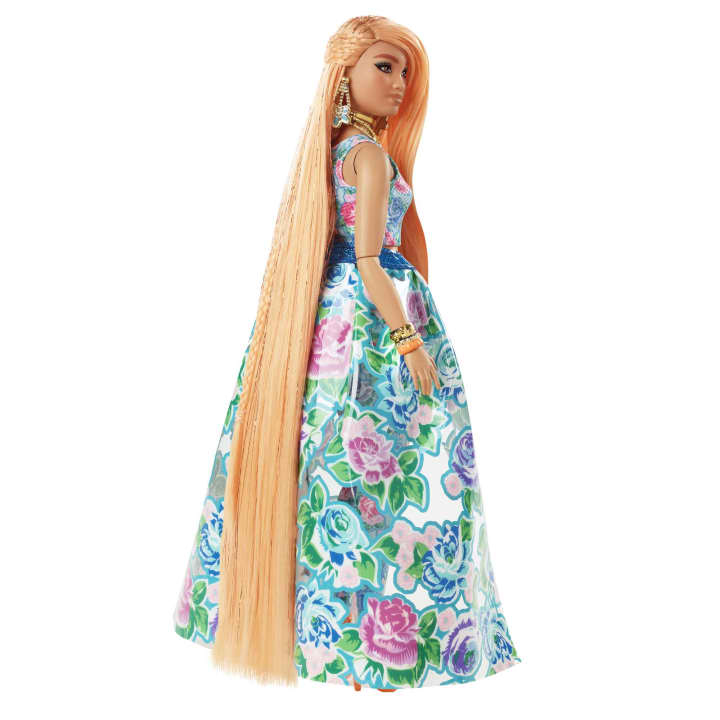 Barbie Extra Fancy Floral Two - Piece Gown Doll with Kitten