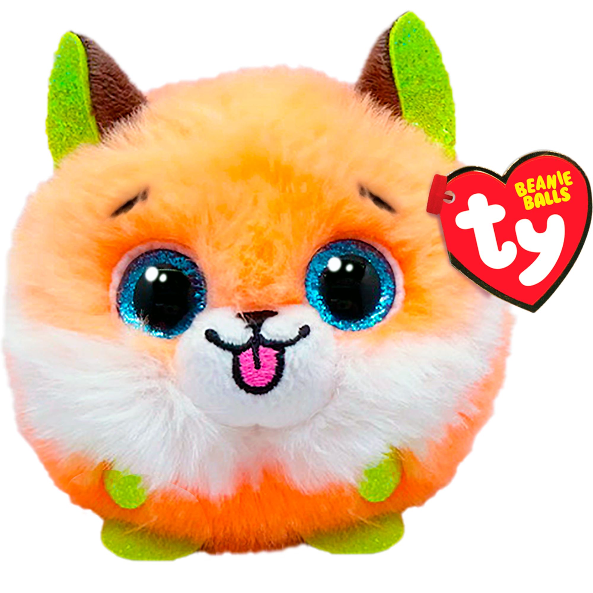 Ty Beanie Ball - Adorable Sherbet - Colored Orange Fox Toy