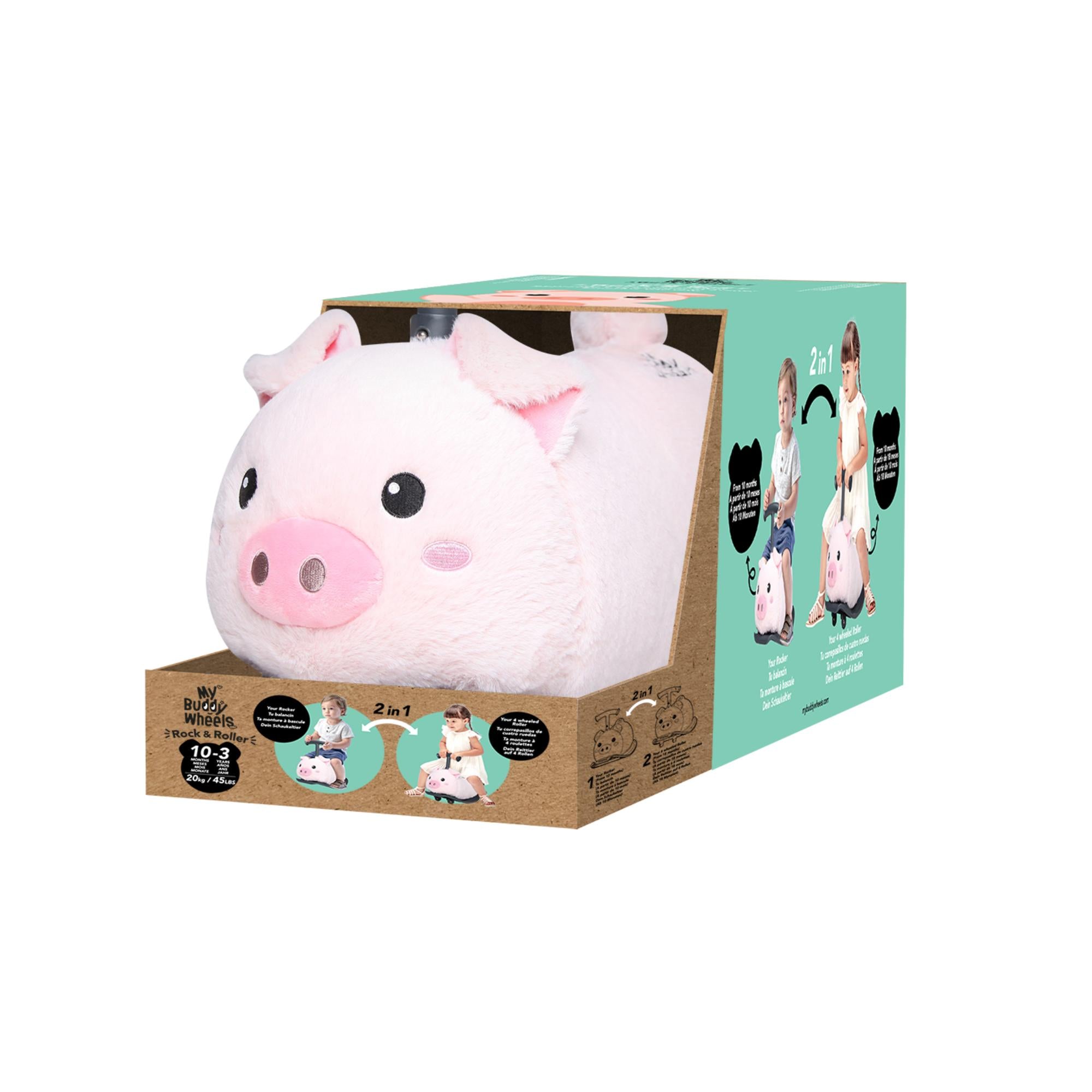 Yvolution My Buddy Wheels Plush Pig Rocker & Roller - Ideal Toy for 10 Months to 3 Years Old