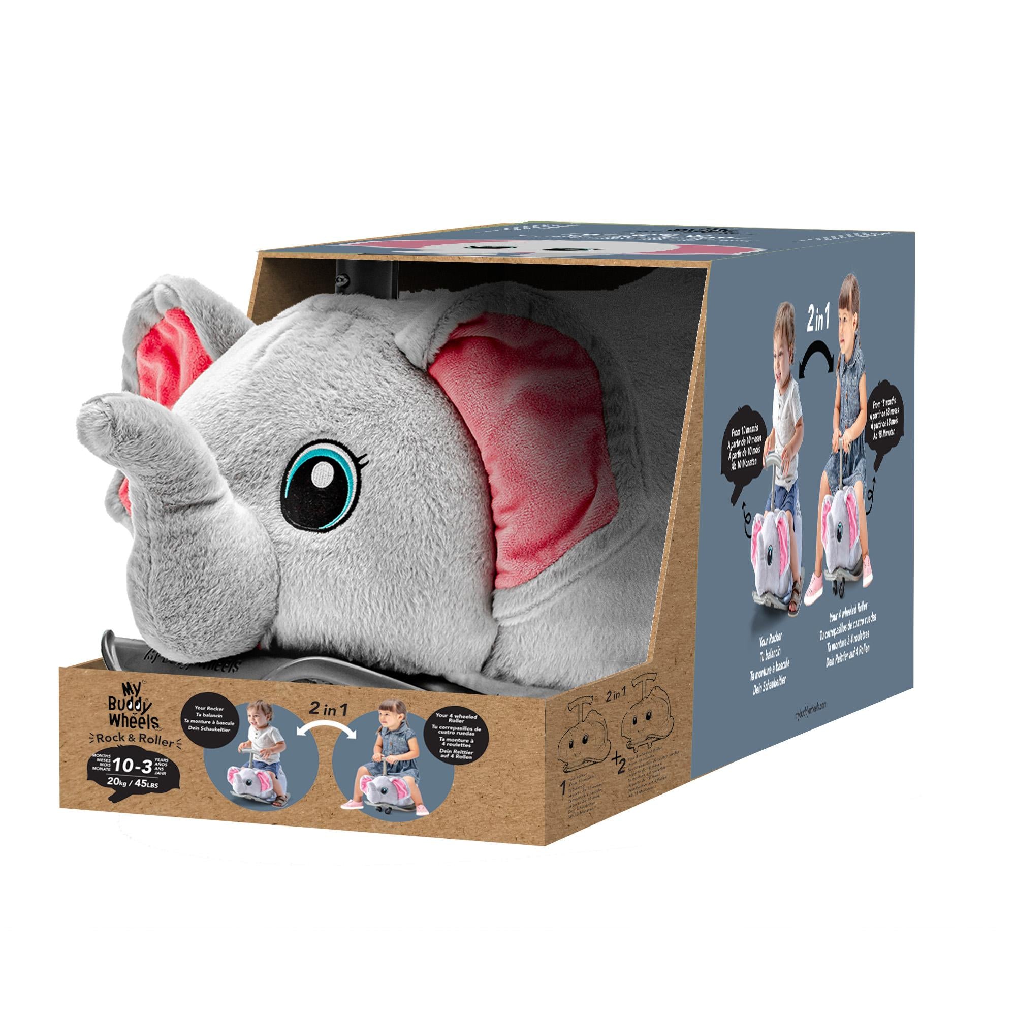Yvolution My Buddy Wheels Plush Elephant Rock & Roller - Ideal for Toddlers