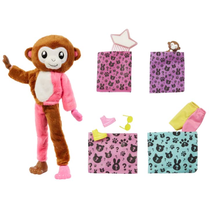 Hot Sale! Barbie Cutie Reveal Jungle Series Monkey Themed Posable Doll with 10 Surprises