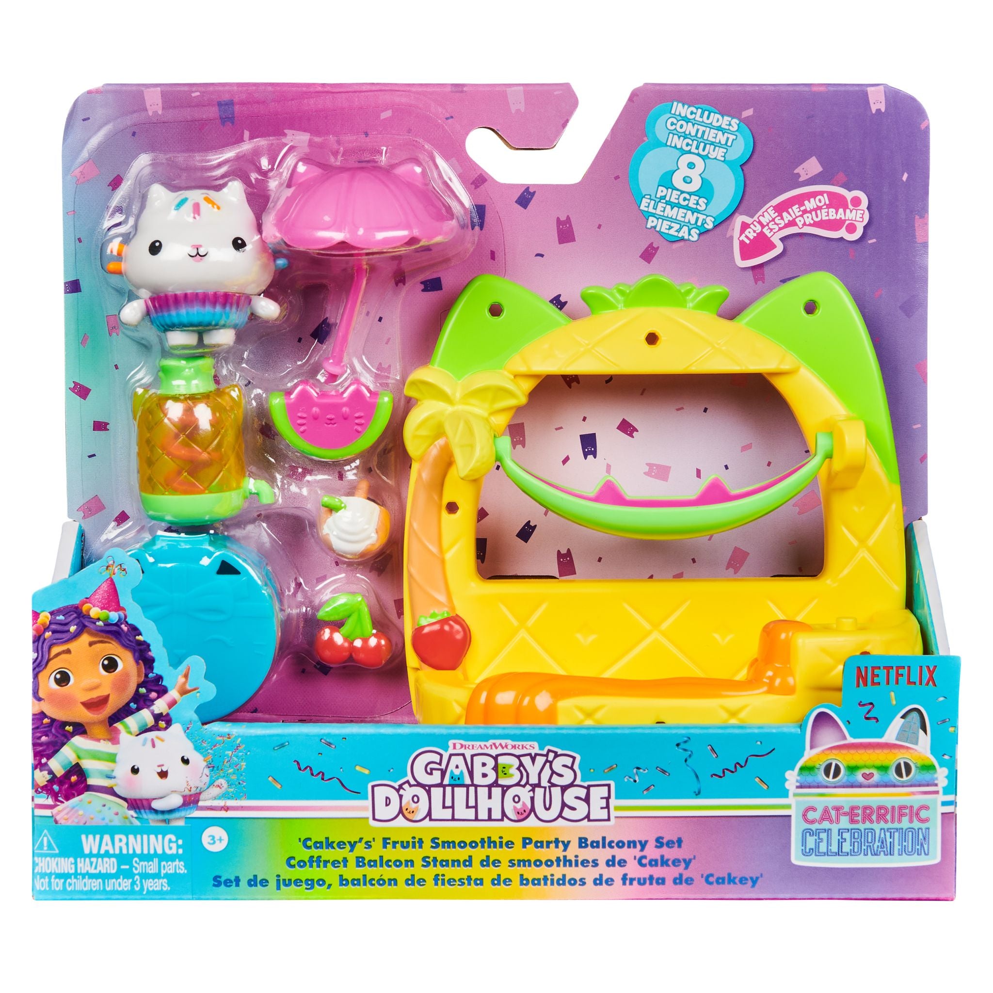 Gabby's Dollhouse: Cakey's Fruit Smoothie Party Balcony Set - A Magical Toy for Kids!