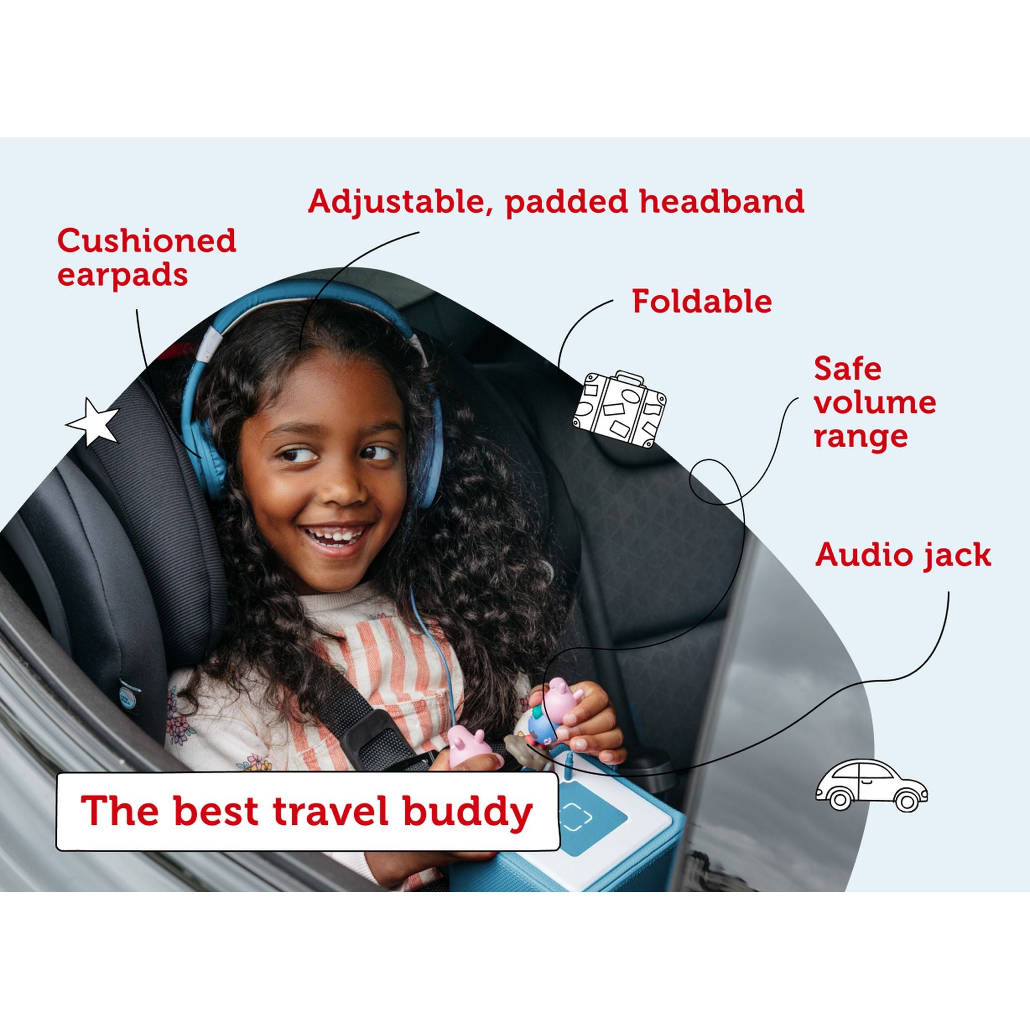 Light Blue Foldable Tonies Headphones - Ideal for Toniebox Adventures