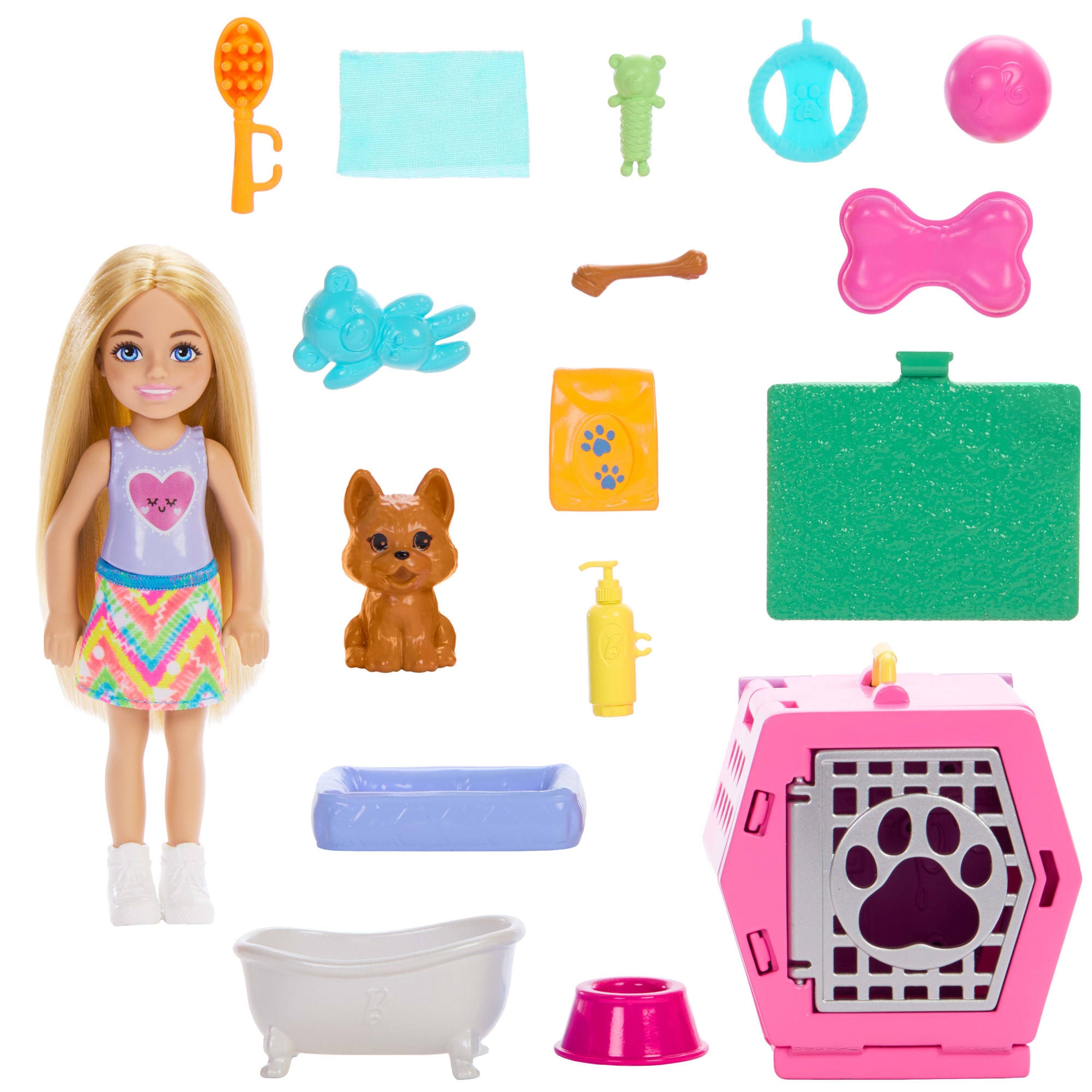 Barbie Chelsea Puppy Carrier Doll Set with Play Accessories