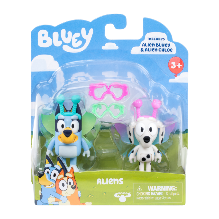 Hot Sale! 2-Pack Bluey Season 10 Alien Figures - Bluey & Chloe