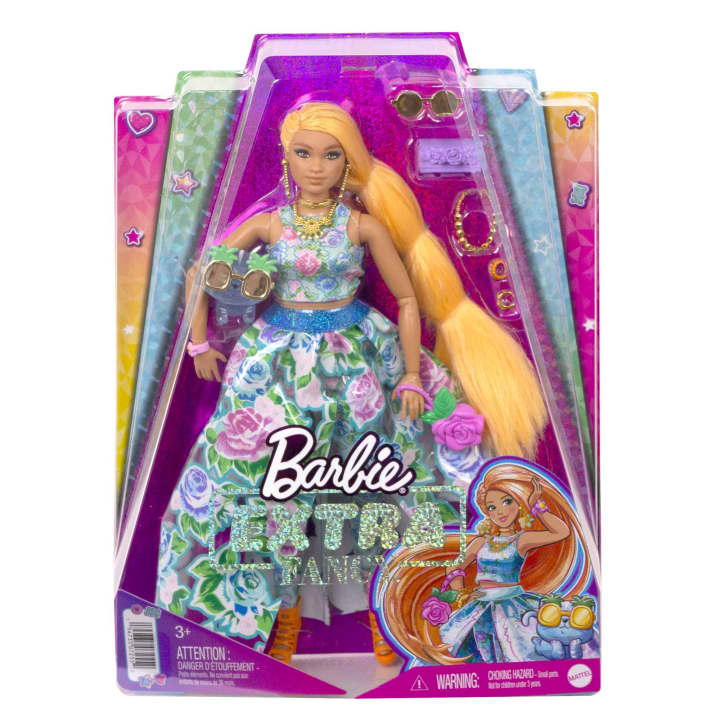 Barbie Extra Fancy Floral Two - Piece Gown Doll with Kitten