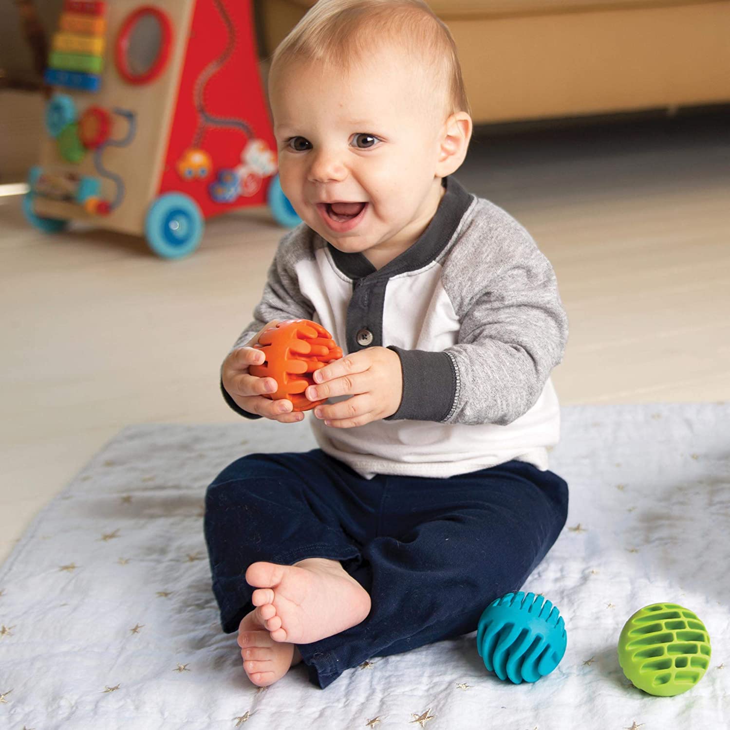 Hot Sale! Fat Brain Toys' Sensory Rollers - Set of 3 High - Quality Silicone Spheres