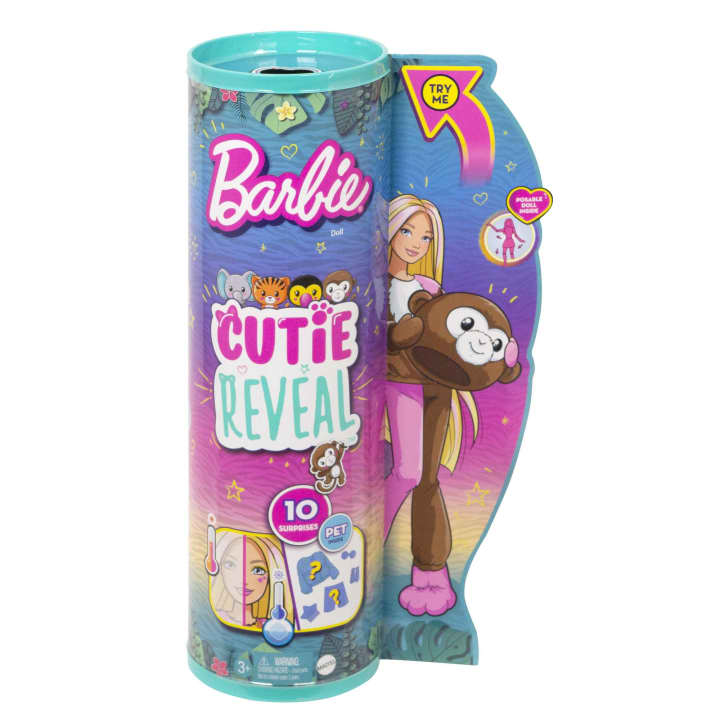 Hot Sale! Barbie Cutie Reveal Jungle Series Monkey Themed Posable Doll with 10 Surprises