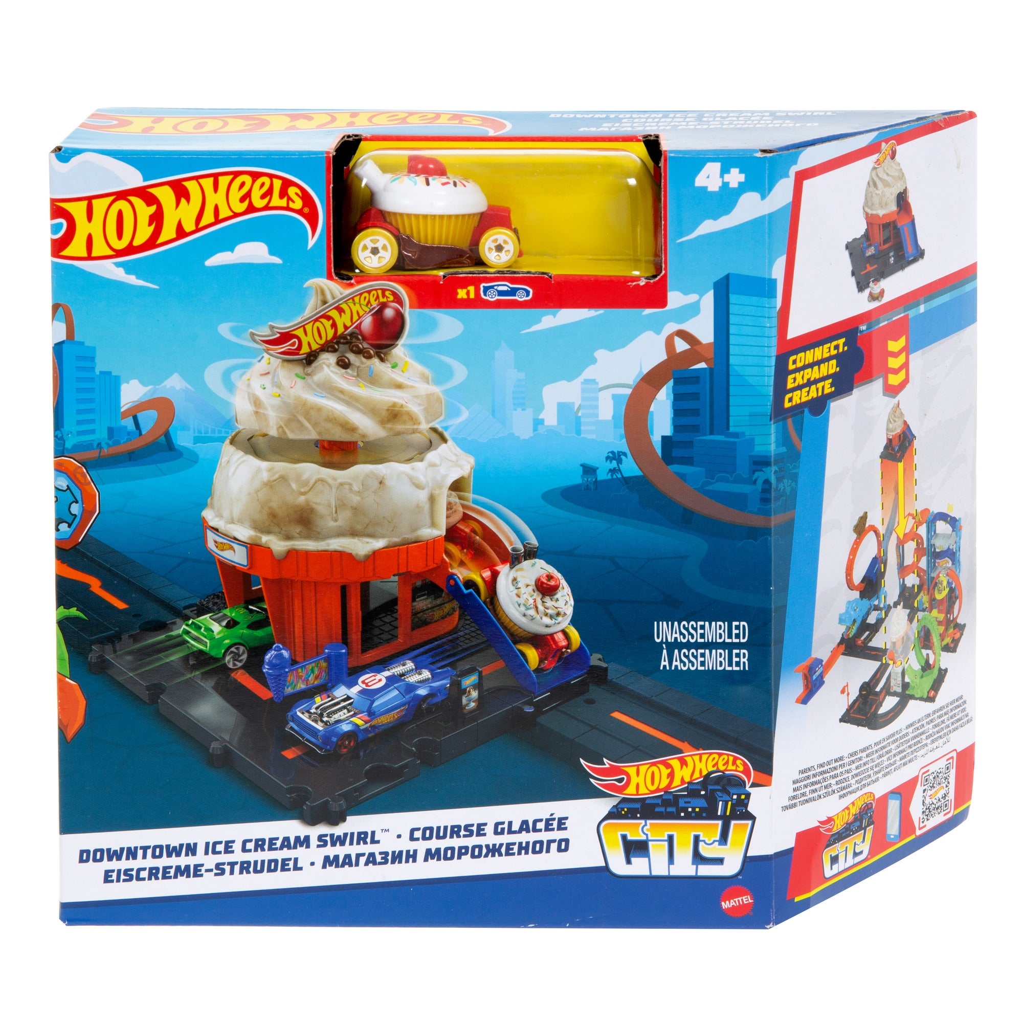 Hot Wheels City Downtown Ice Cream Swirl Exciting Playset for Kids