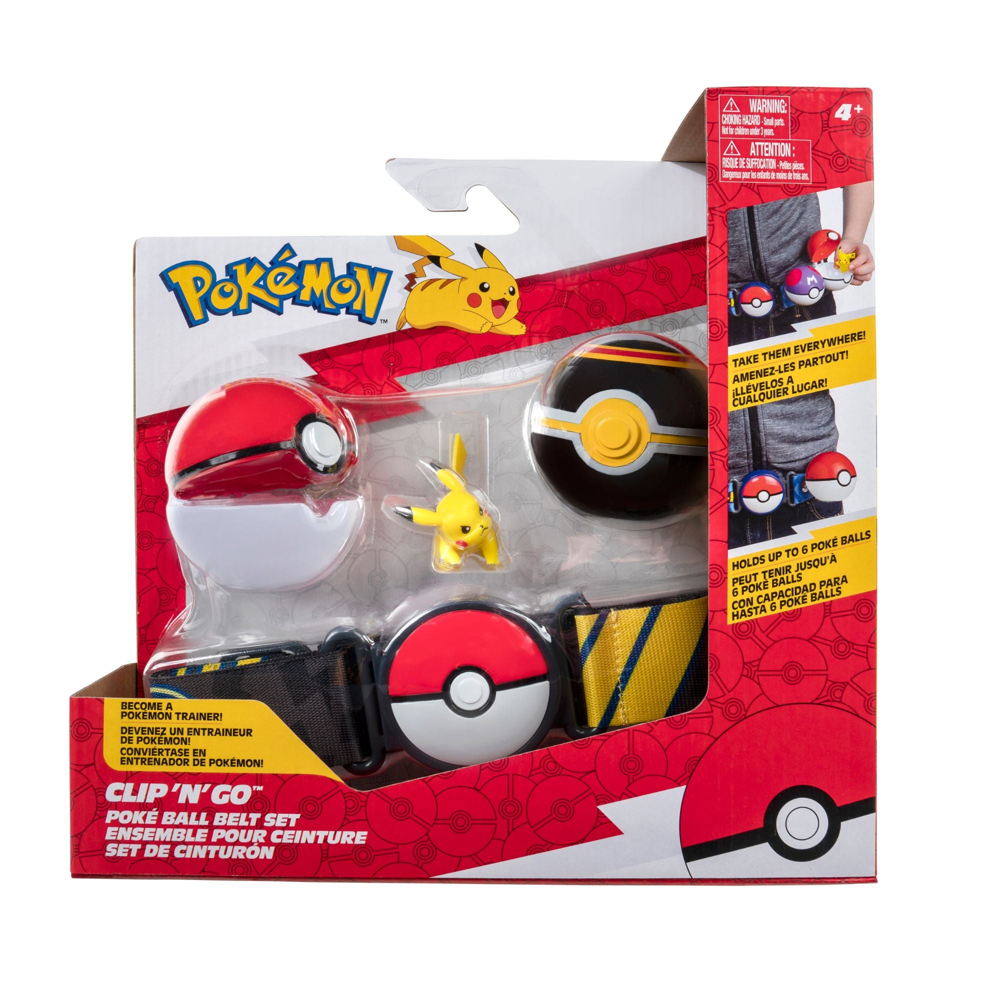 Pokemon Adjustable Clip N Go Poke Ball Belt Set with Angry Pikachu Figure