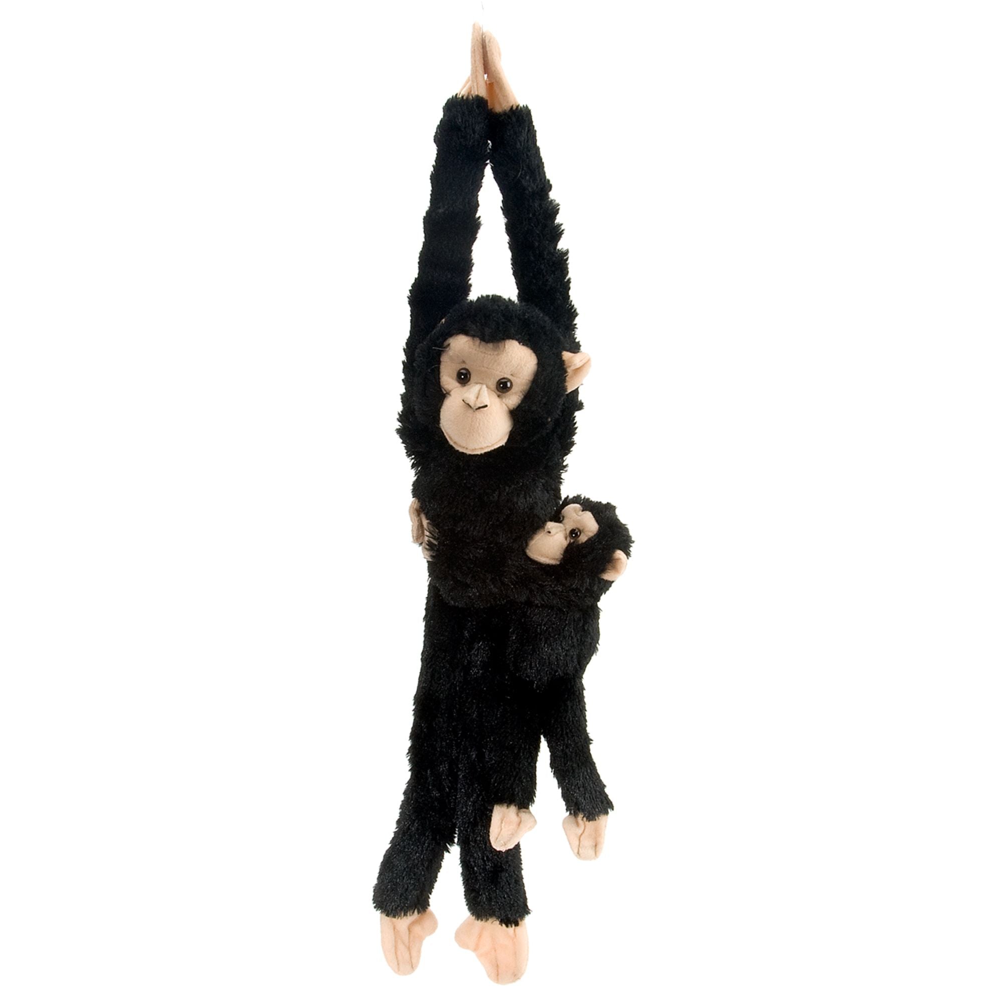 Wild Republic 20-Inch Hanging Monkey Chimp with Baby - Soft Plush Toy